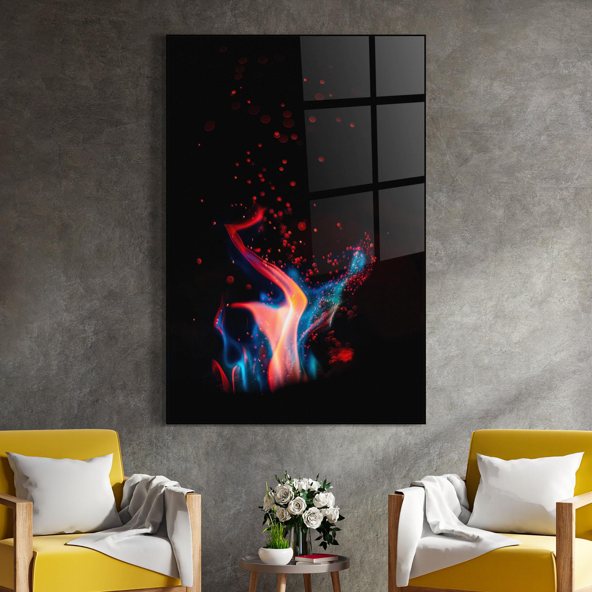 Tablou Sticla Blue Pink Fire mockup 4