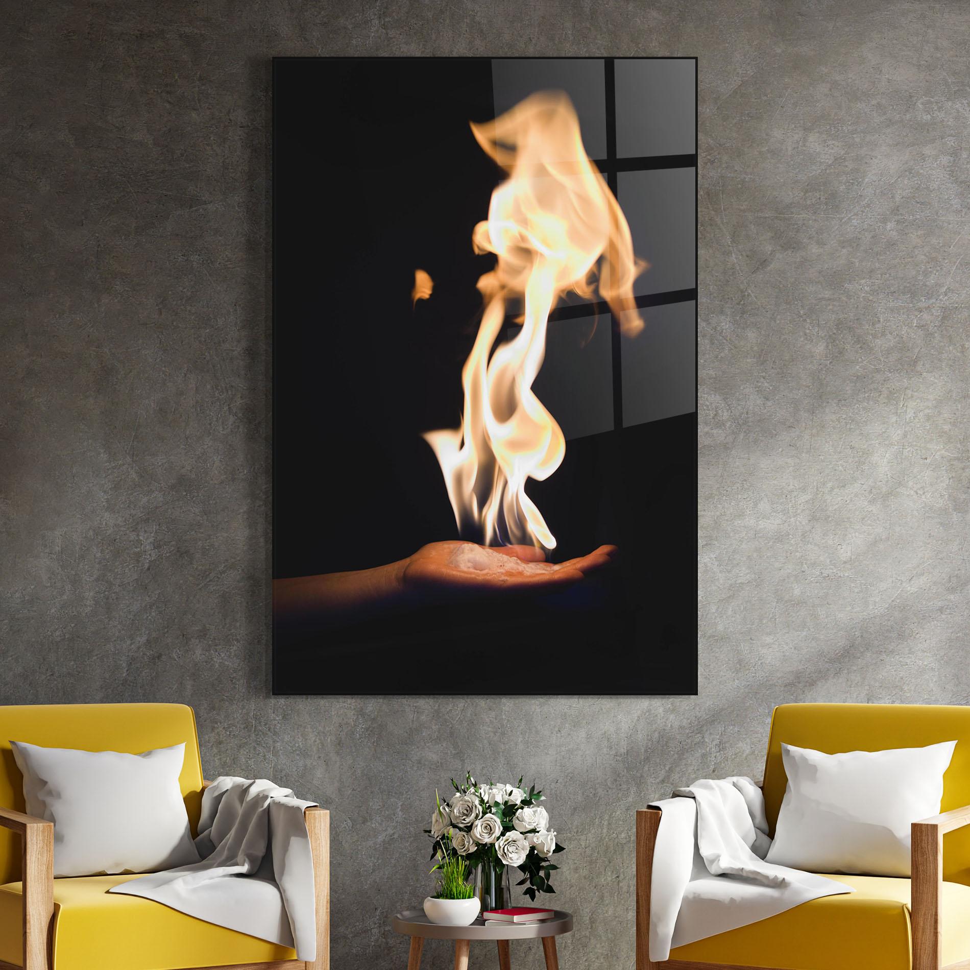 Tablou Sticla Fire Palm mockup 4