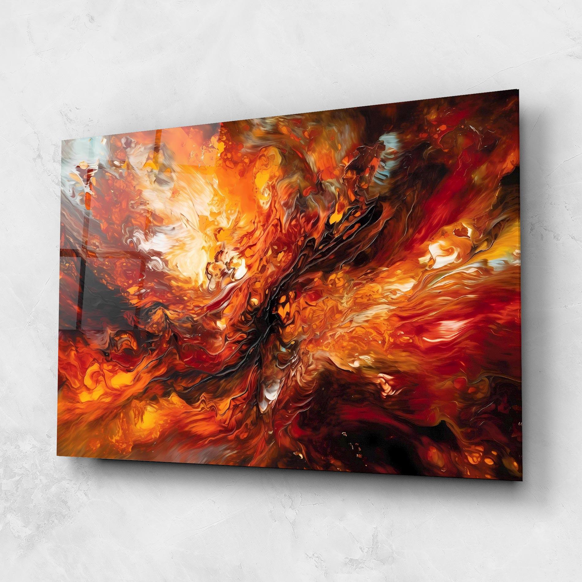 Tablou Sticla Fiery Red Orange Art mockup 1