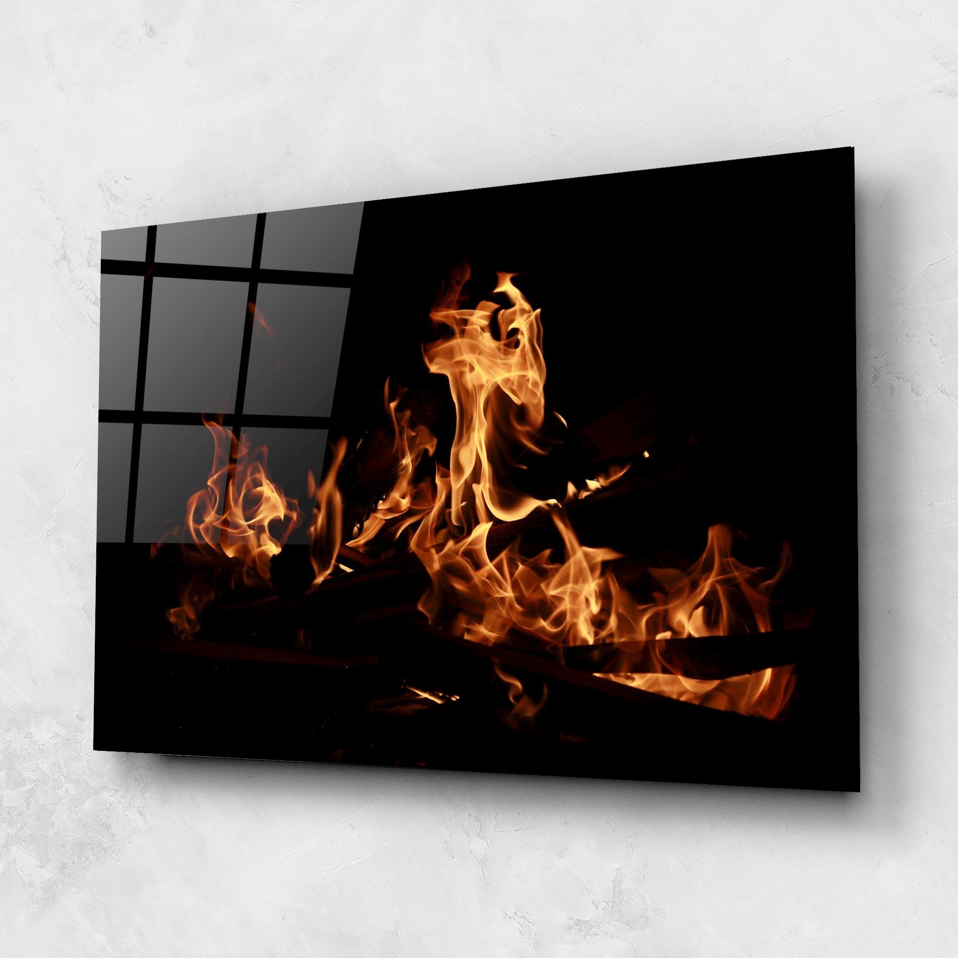 Tablou Sticla Fire On Black mockup 1