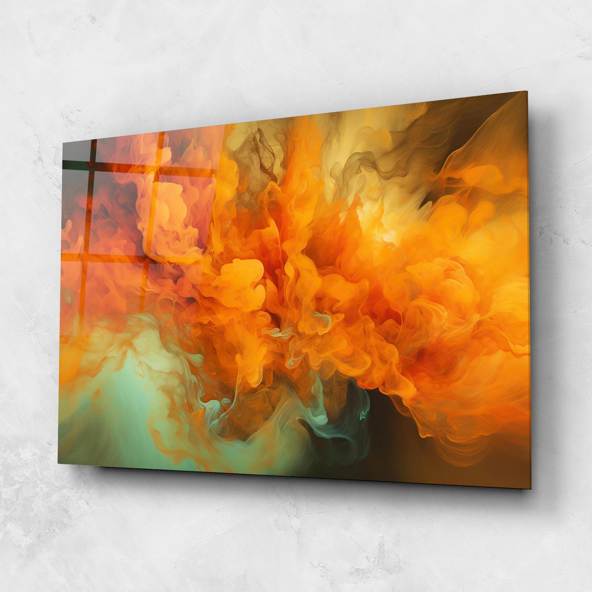 Tablou Sticla Orange Fire Smoke mockup 1