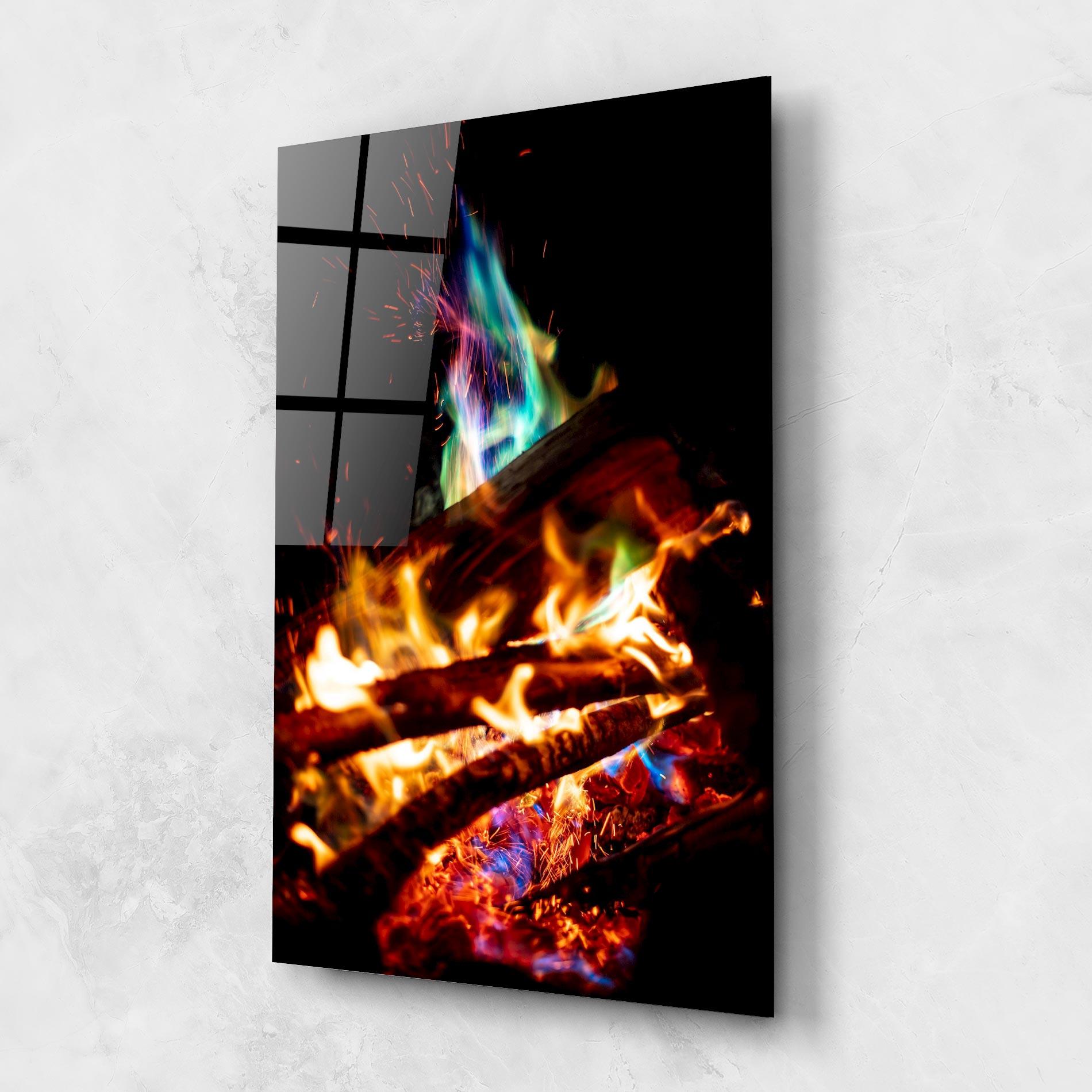 Tablou Sticla Blue Green Fire mockup 1