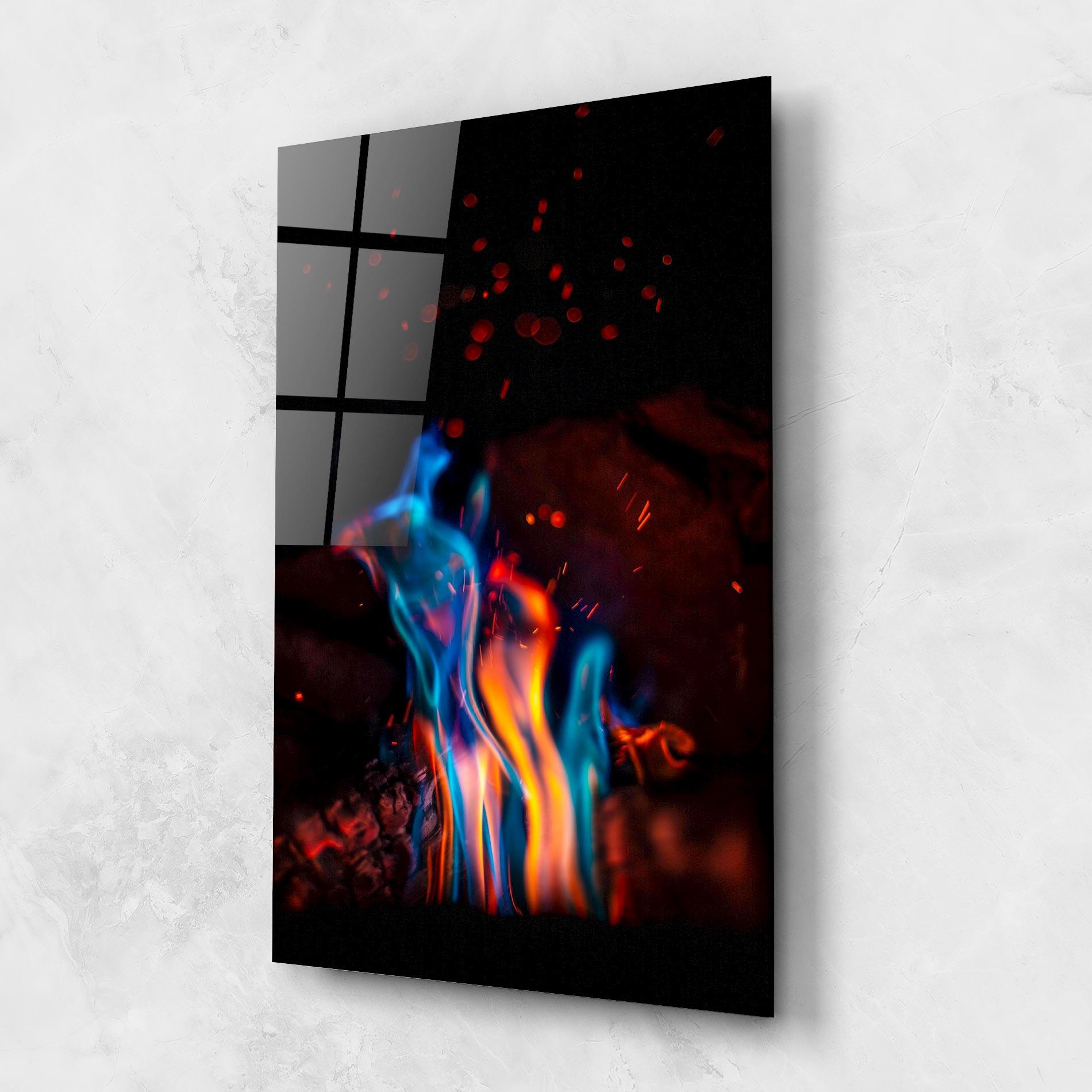 Tablou Sticla Blue Orange Fire mockup 1