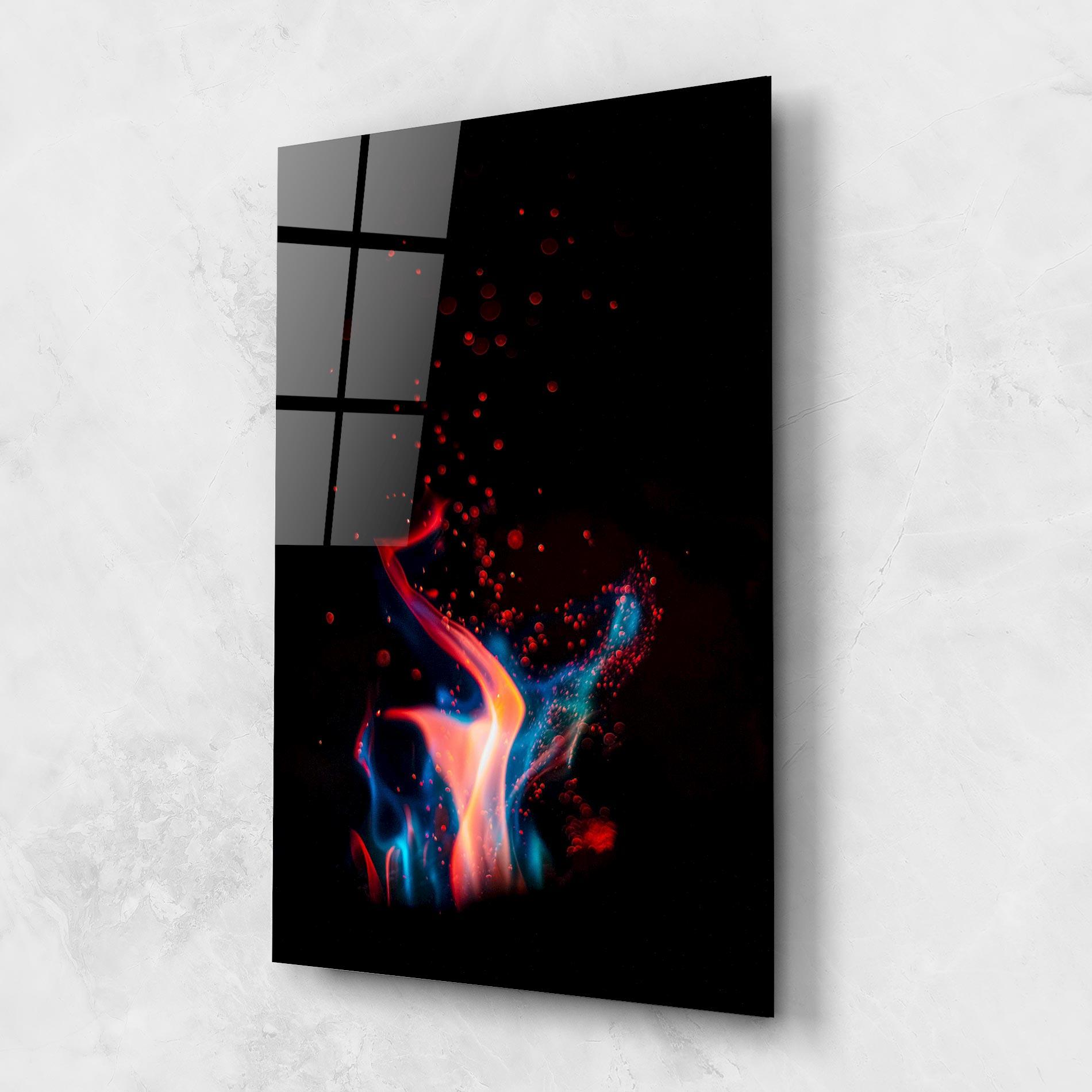 Tablou Sticla Blue Pink Fire mockup 1