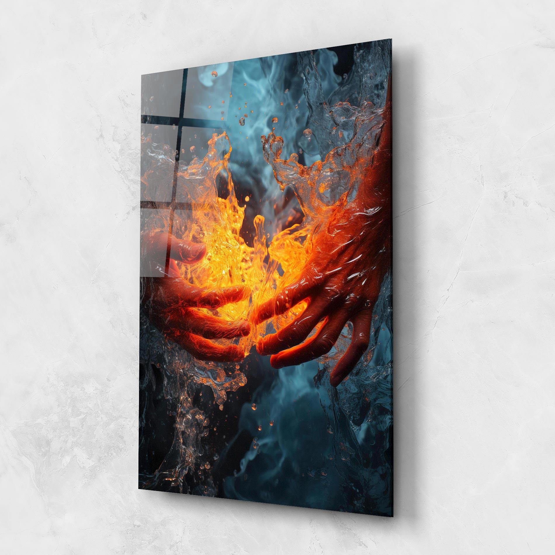 Tablou Sticla Fire Water mockup 1