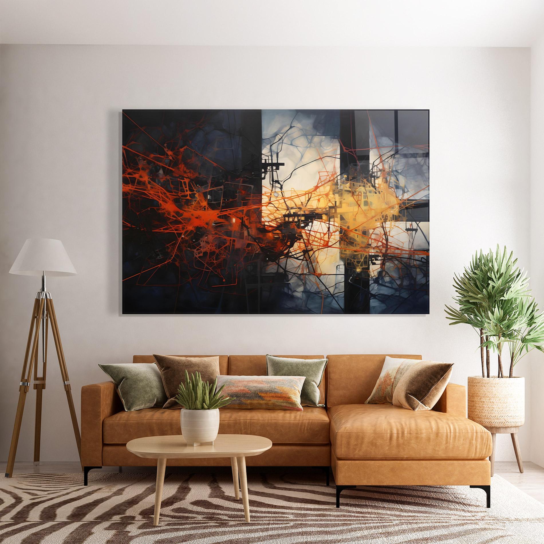 Tablou Sticla Abstract Fire Style mockup 7