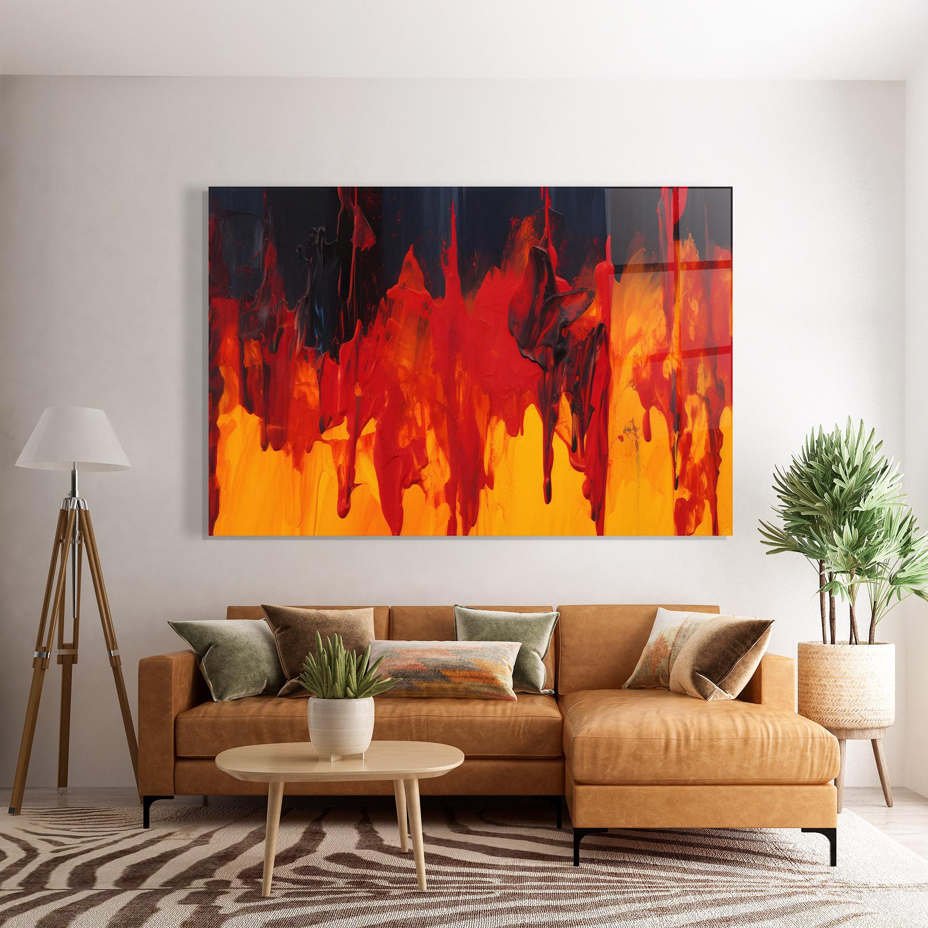 Tablou Sticla Colorful Fire Art mockup 7