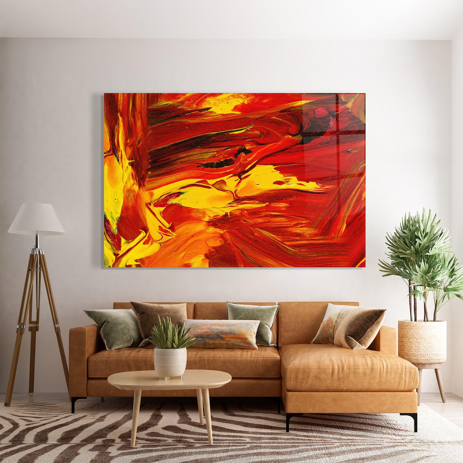 Tablou Sticla Fire Painting mockup 7