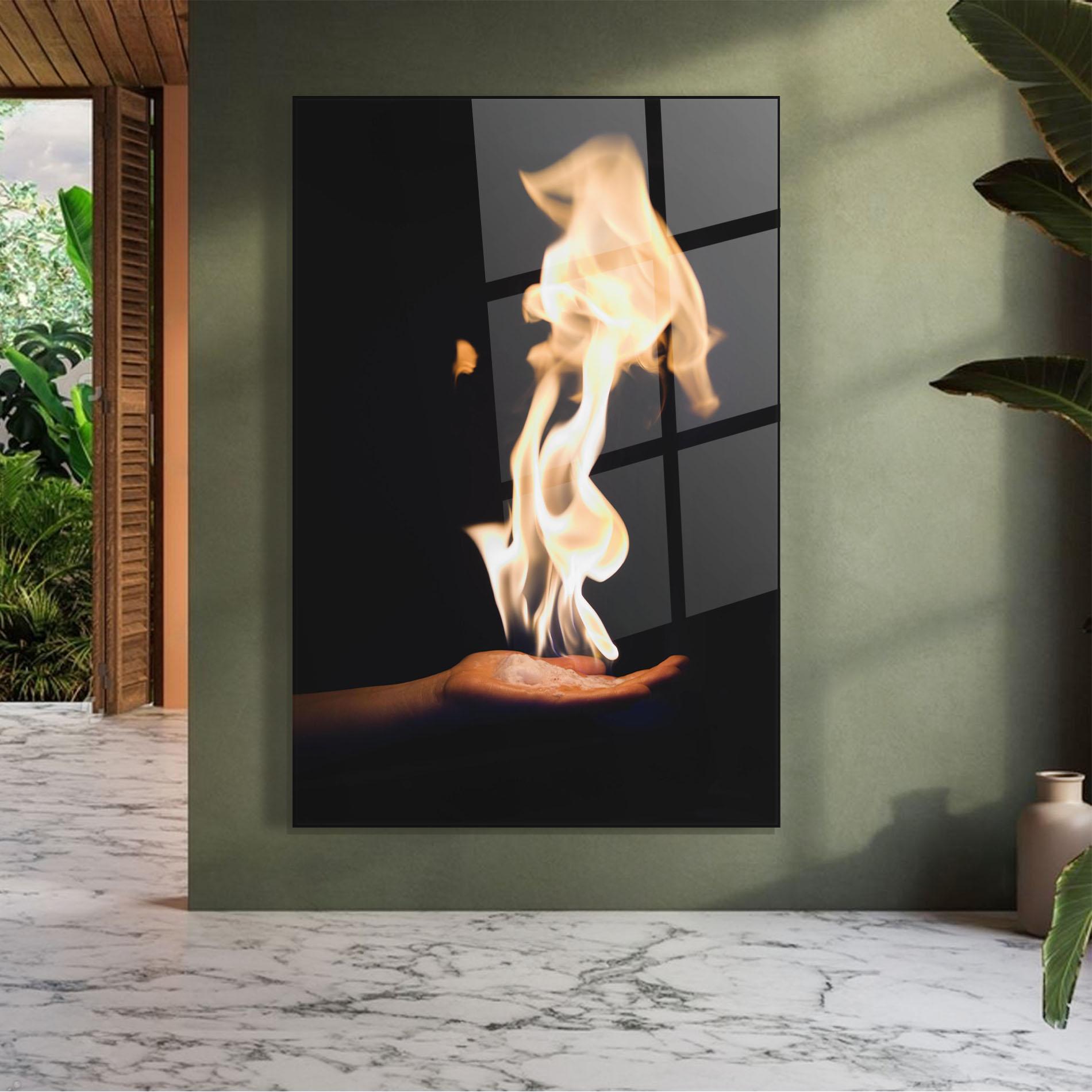 Tablou Sticla Fire Palm mockup 7