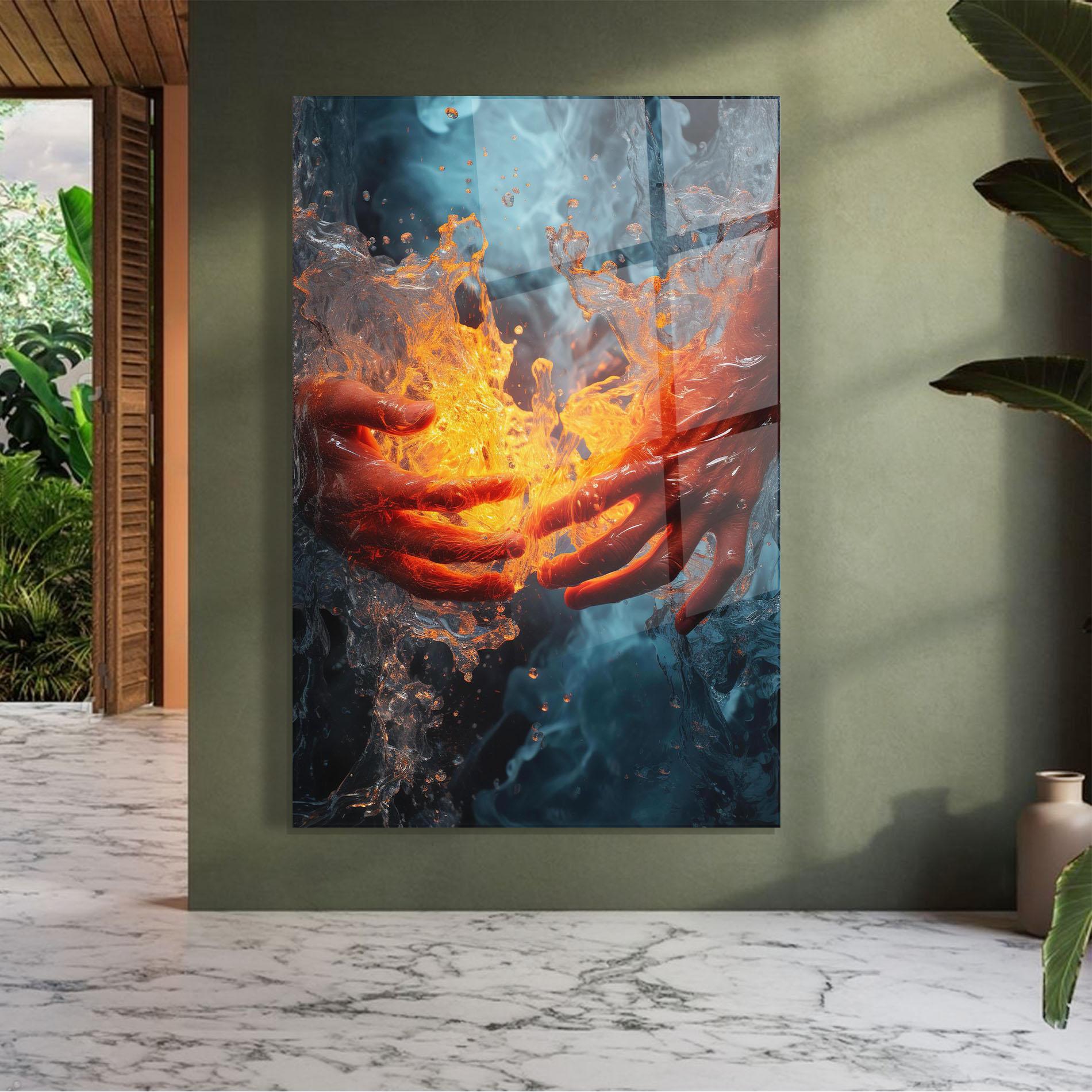 Tablou Sticla Fire Water mockup 7