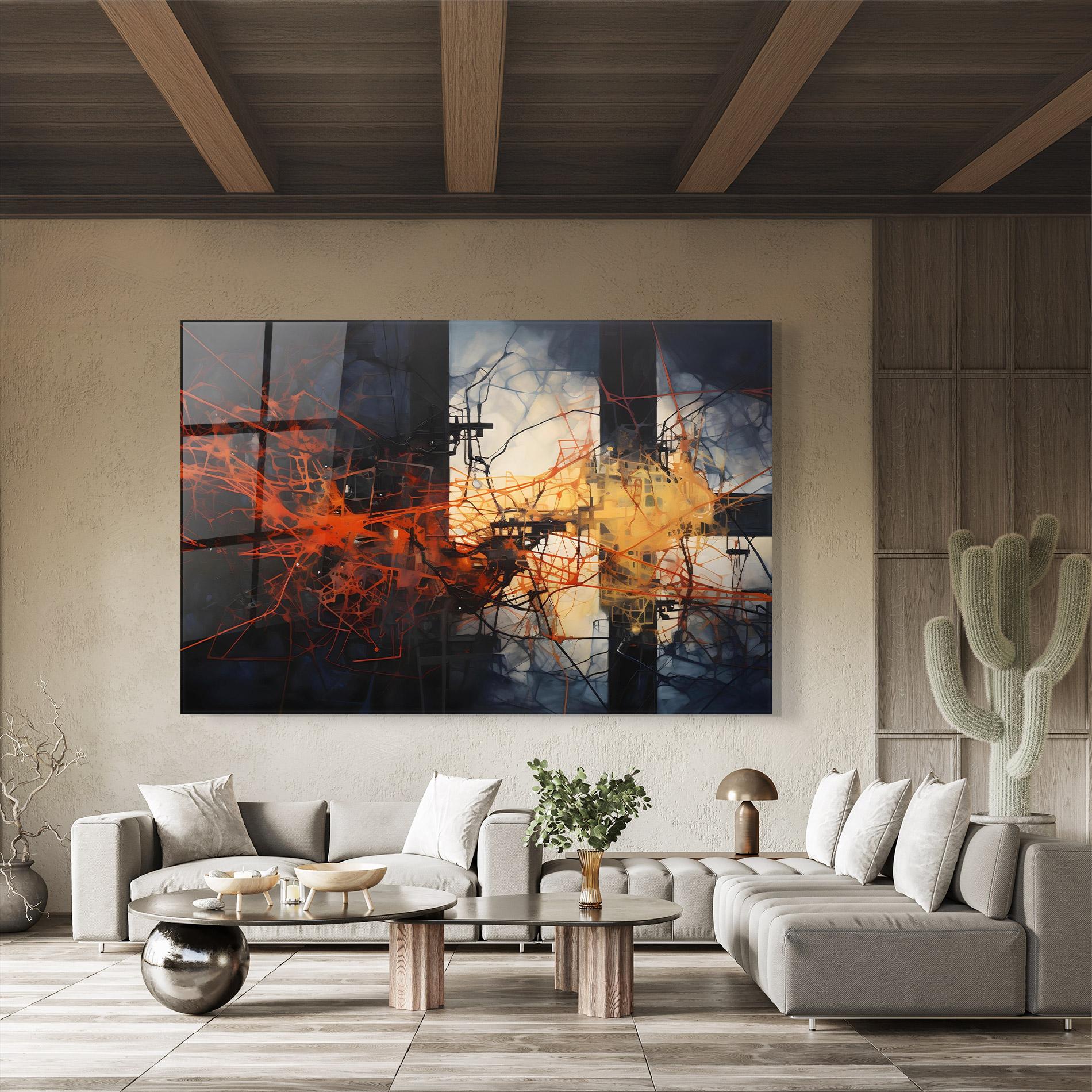 Tablou Sticla Abstract Fire Style mockup 8