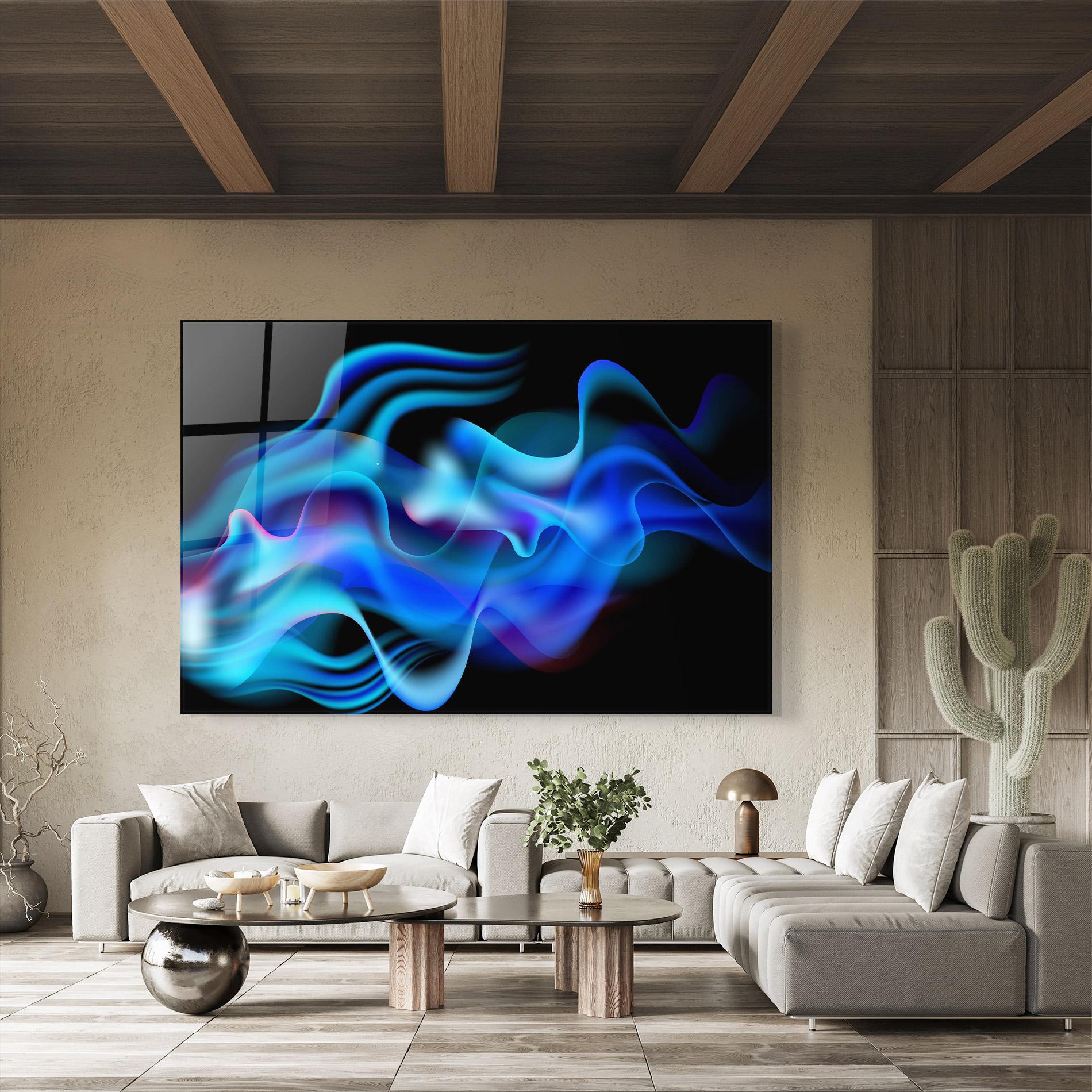 Tablou Sticla Blue Fire mockup 8