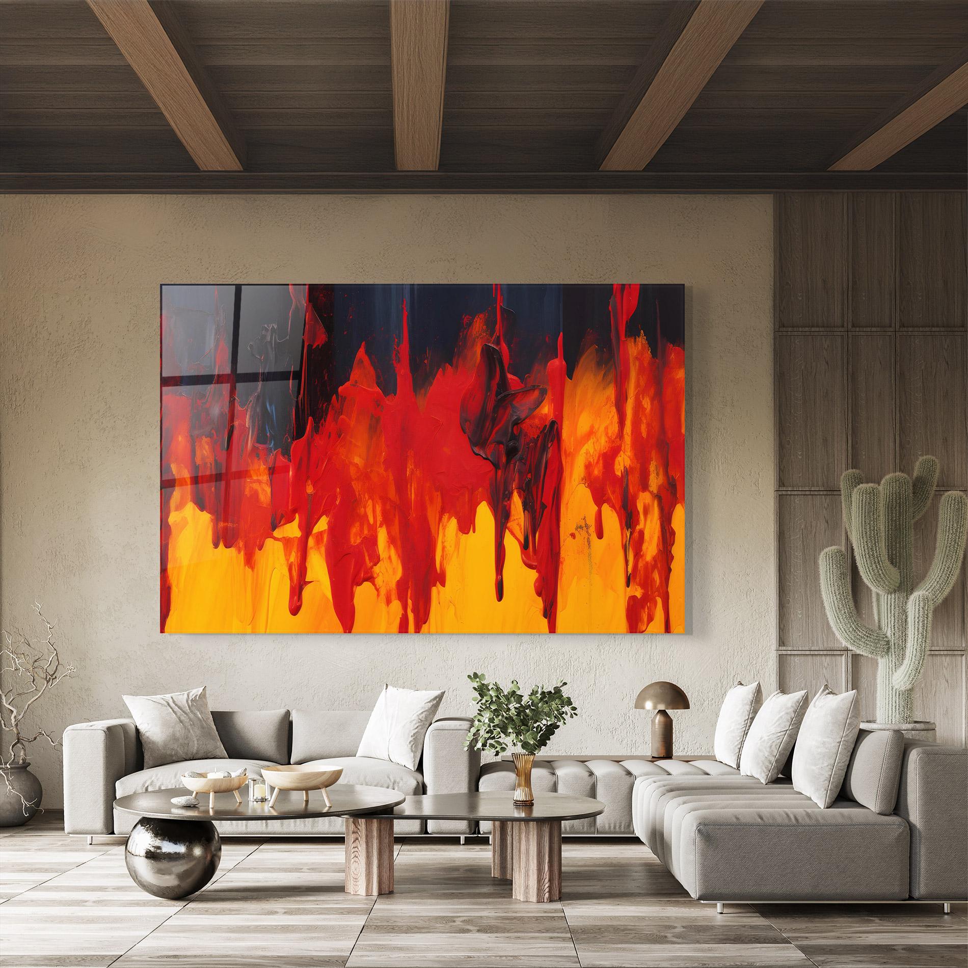 Tablou Sticla Colorful Fire Art mockup 8