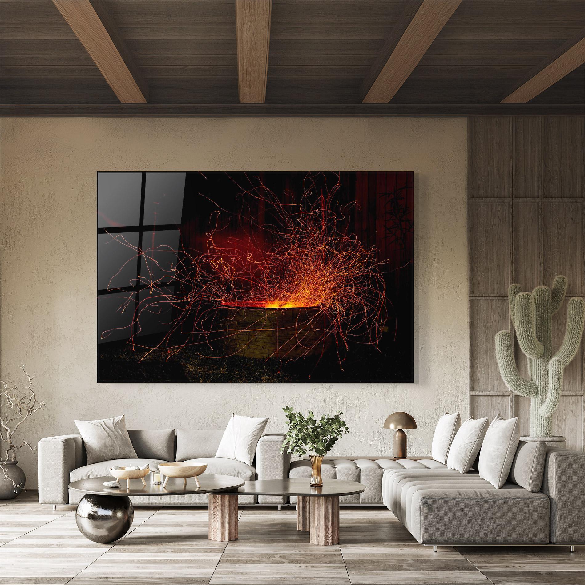 Tablou Sticla Fire Drawing Effect mockup 8