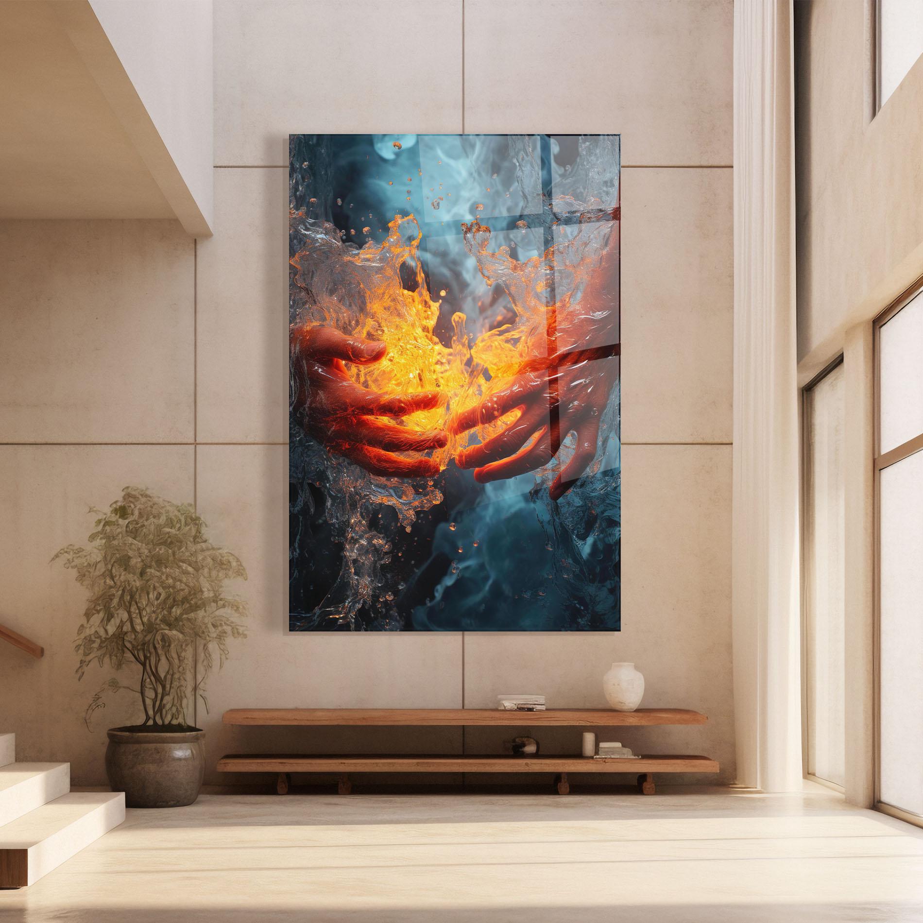 Tablou Sticla Fire Water mockup 8