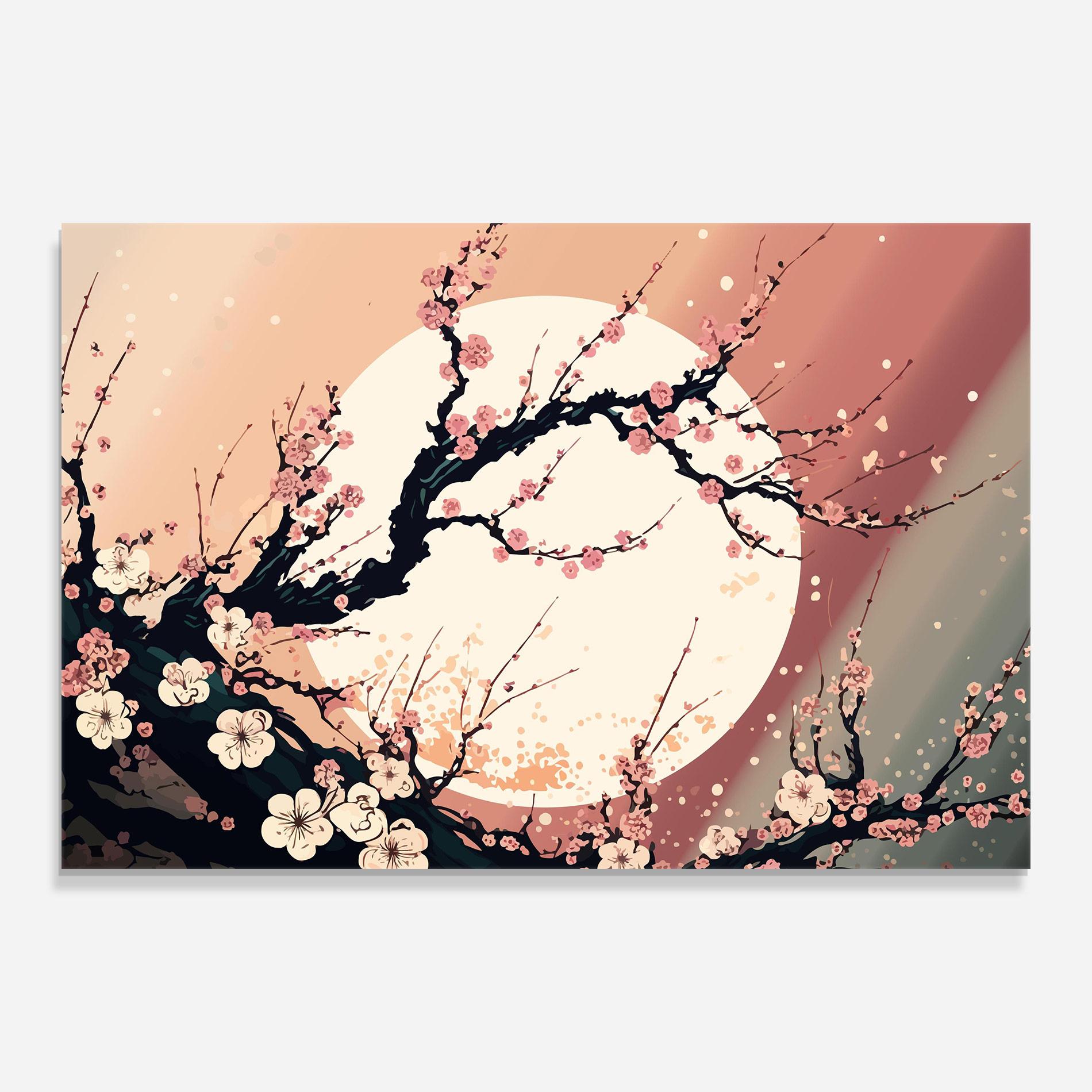 Tablou Sticla Blossom Full Moon mockup 0