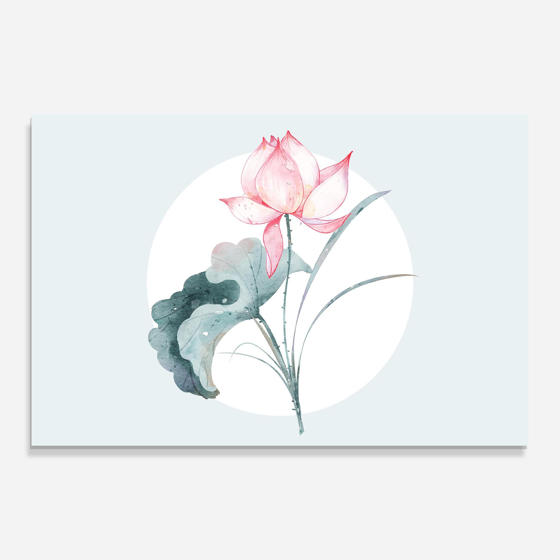 Tablou Sticla Blue Pastel Flower mockup 0