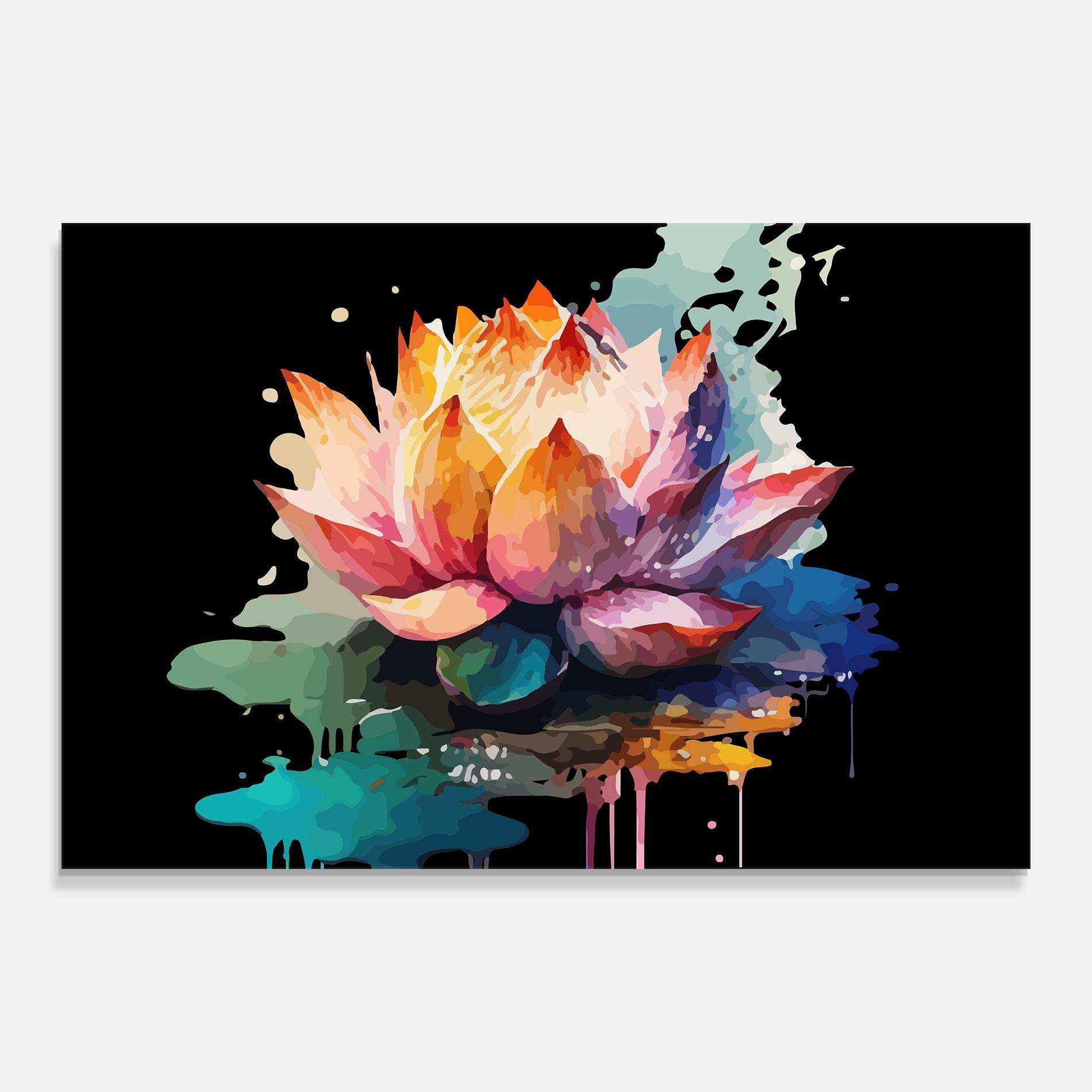 Tablou Sticla Colorful Lotus mockup 0