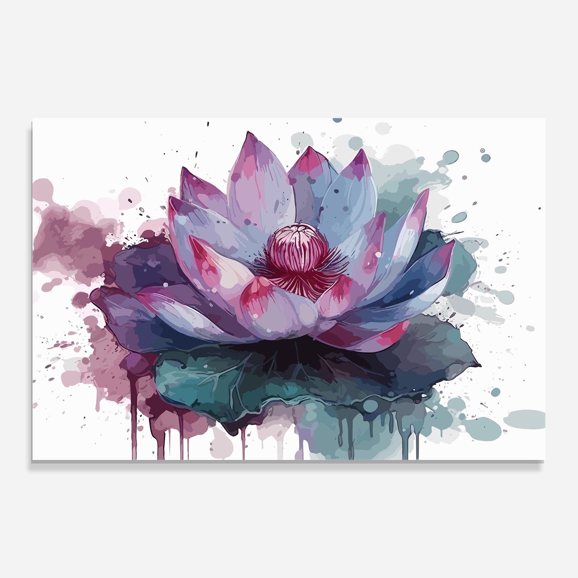 Tablou Sticla Green Purple Lotus mockup 0