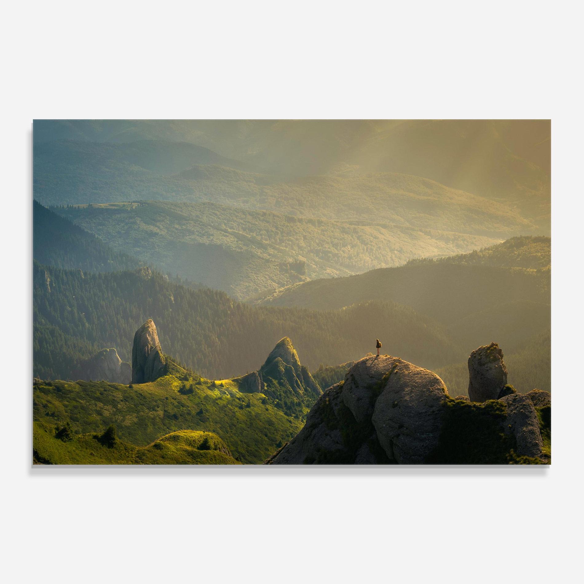 Tablou Sticla Man On Big Stones mockup 0