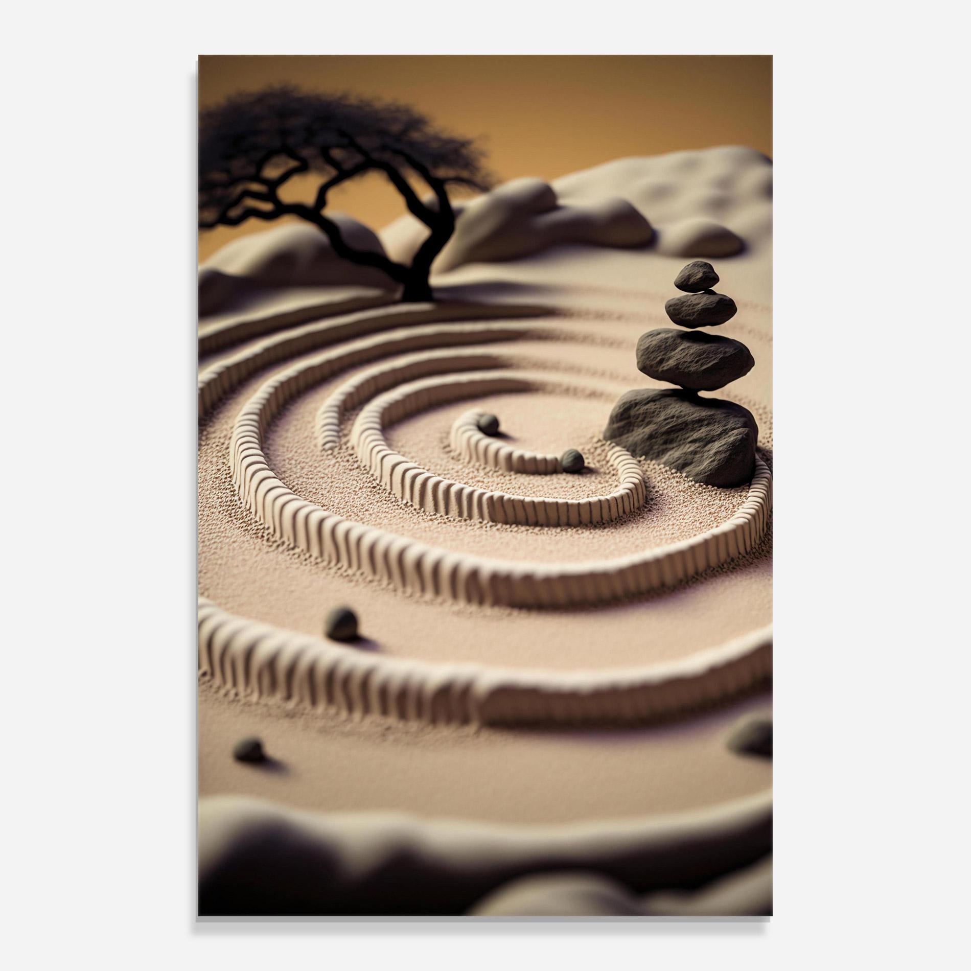 Tablou Sticla Japanese Zen Garden mockup 0