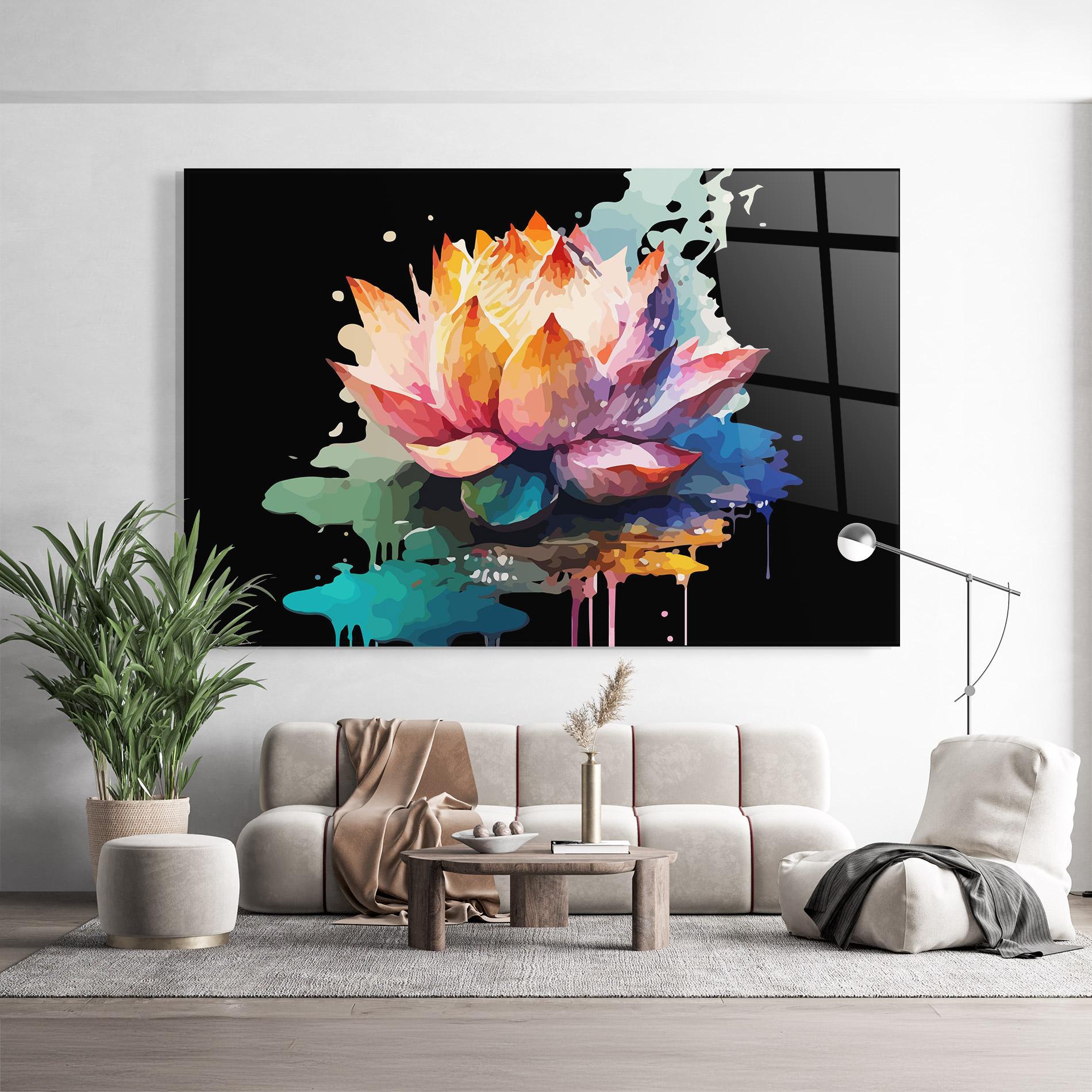 Tablou Sticla Colorful Lotus mockup 9