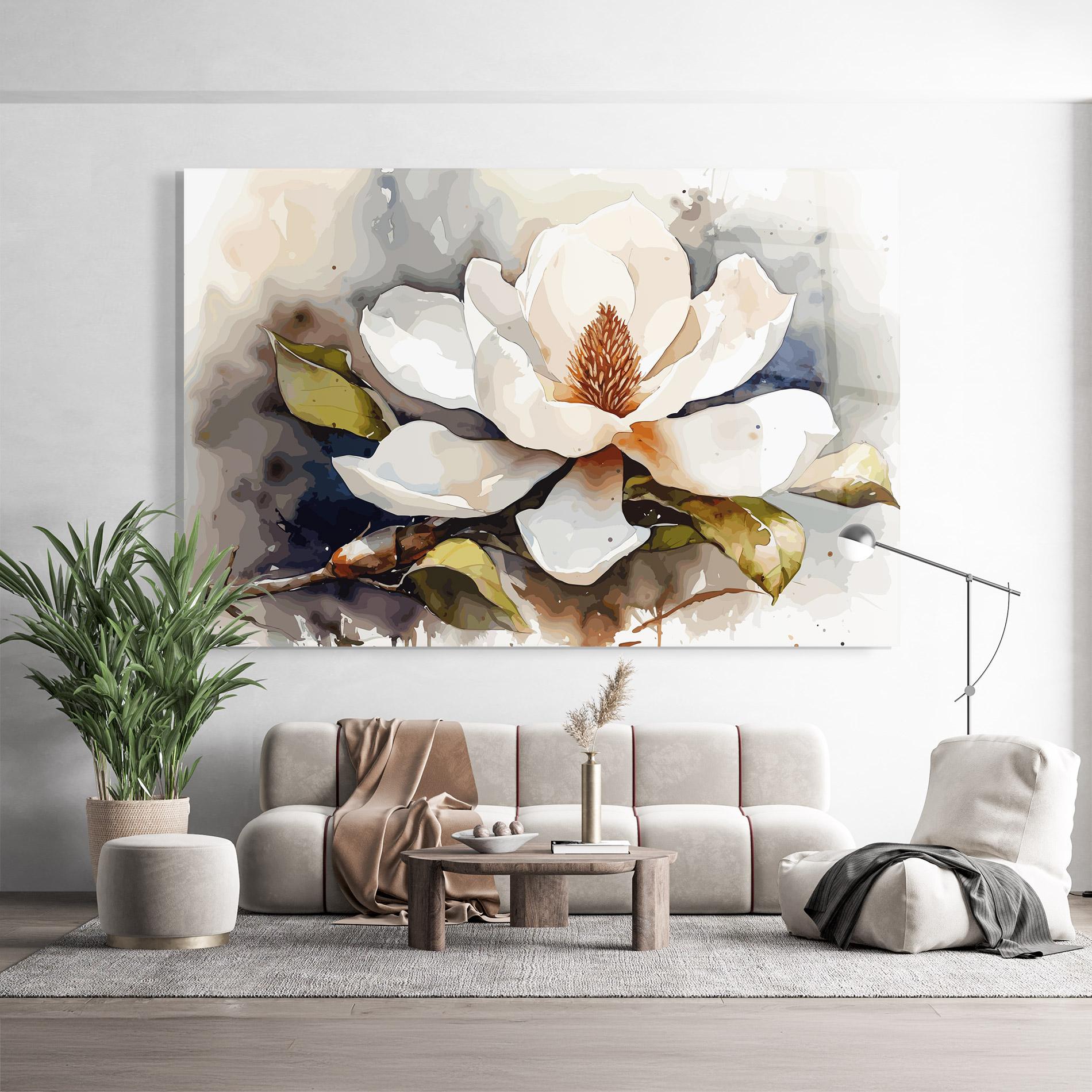 Tablou Sticla Cream Nature Flower mockup 9