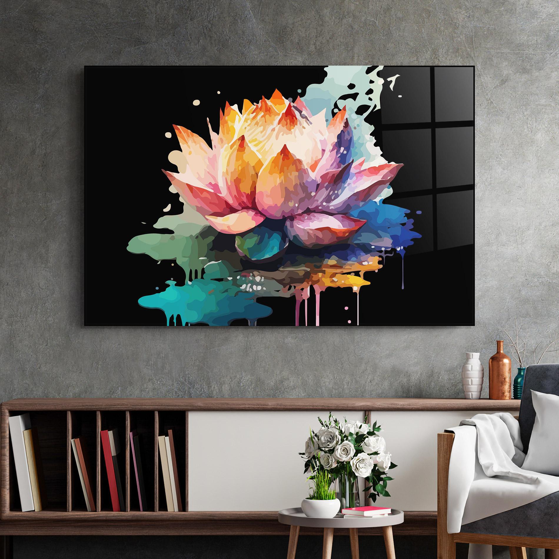 Tablou Sticla Colorful Lotus mockup 2