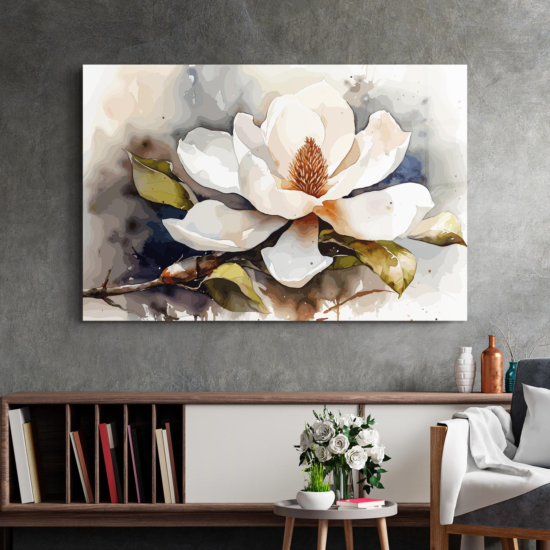 Tablou Sticla Cream Nature Flower mockup 2