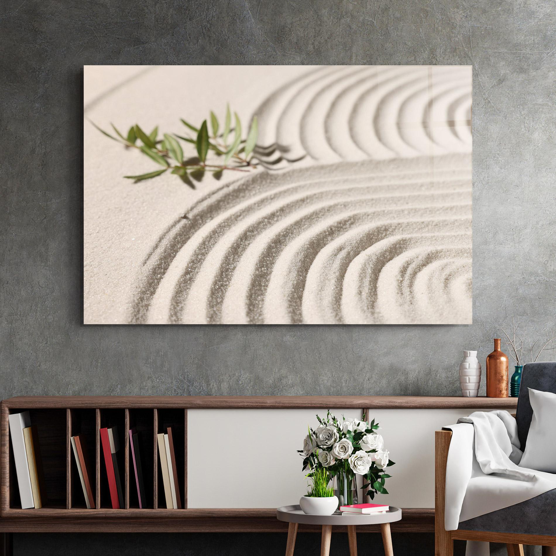 Tablou Sticla Cream Zen Garden mockup 2