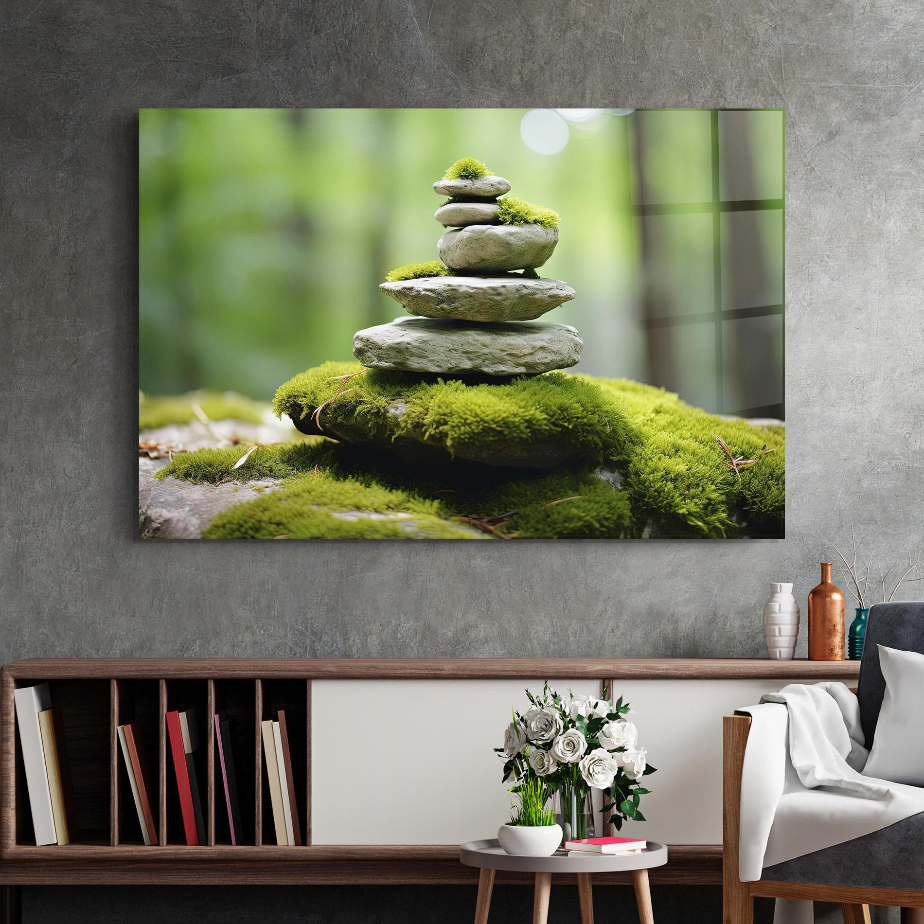 Tablou Sticla Pile Gray Rock mockup 2