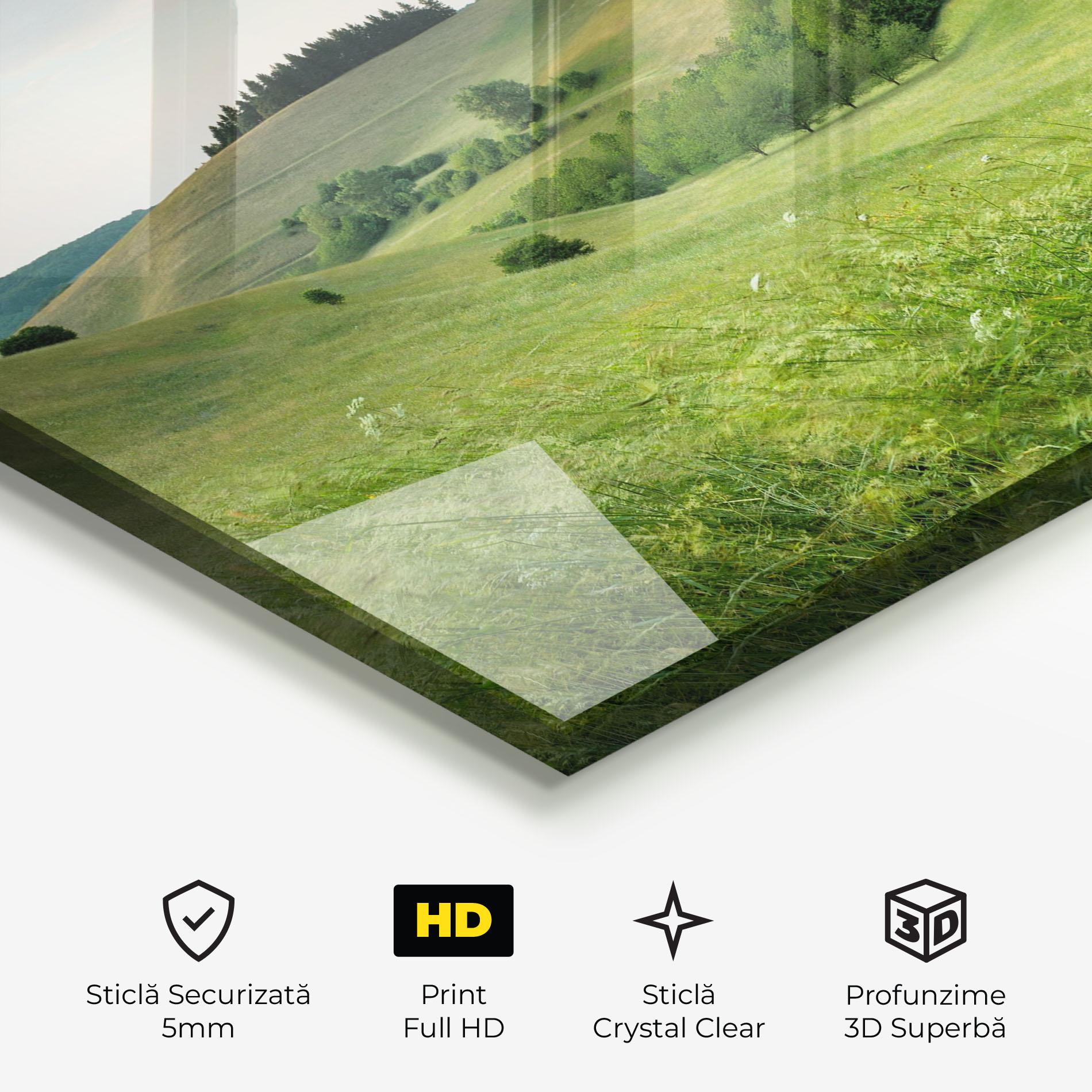 Tablou Sticla Green Field View mockup 3