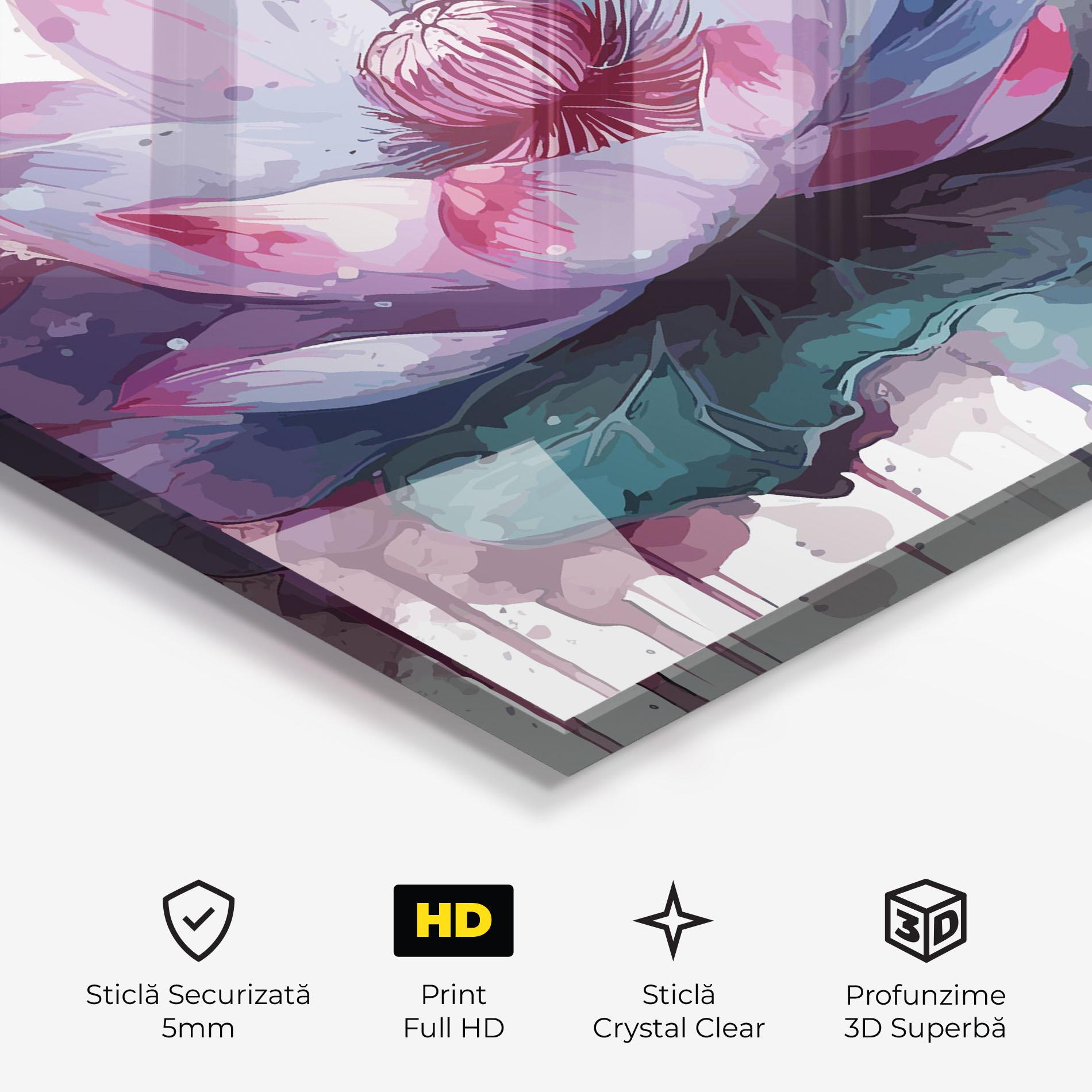 Tablou Sticla Green Purple Lotus mockup 3