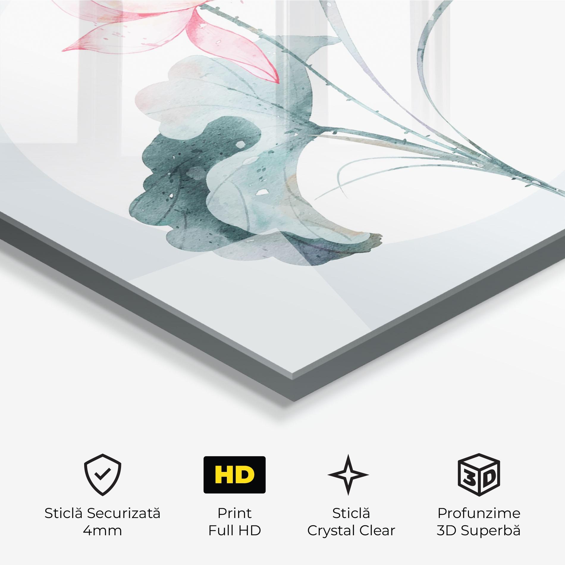 Tablou Sticla Blue Pastel Flower mockup 3