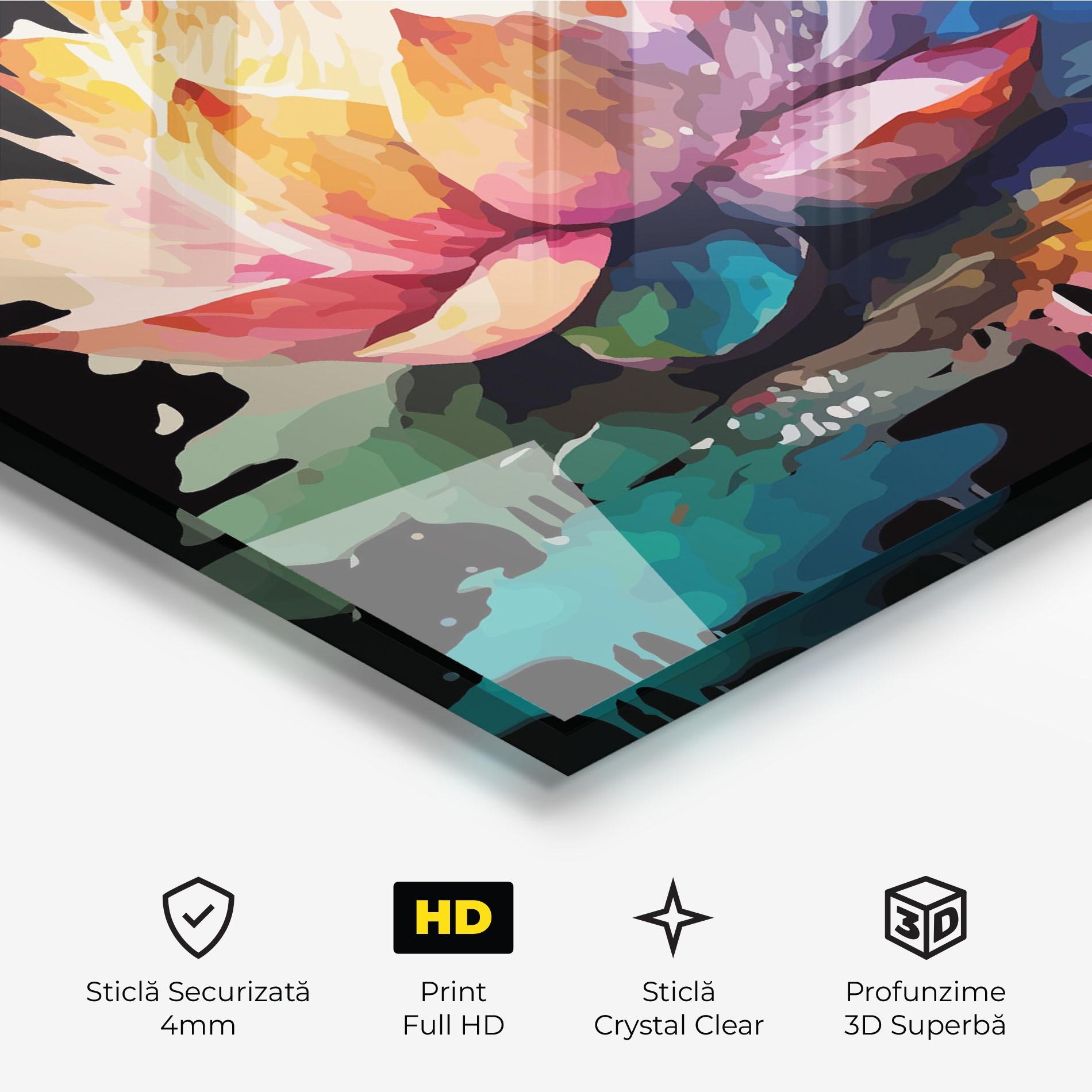 Tablou Sticla Colorful Lotus mockup 3