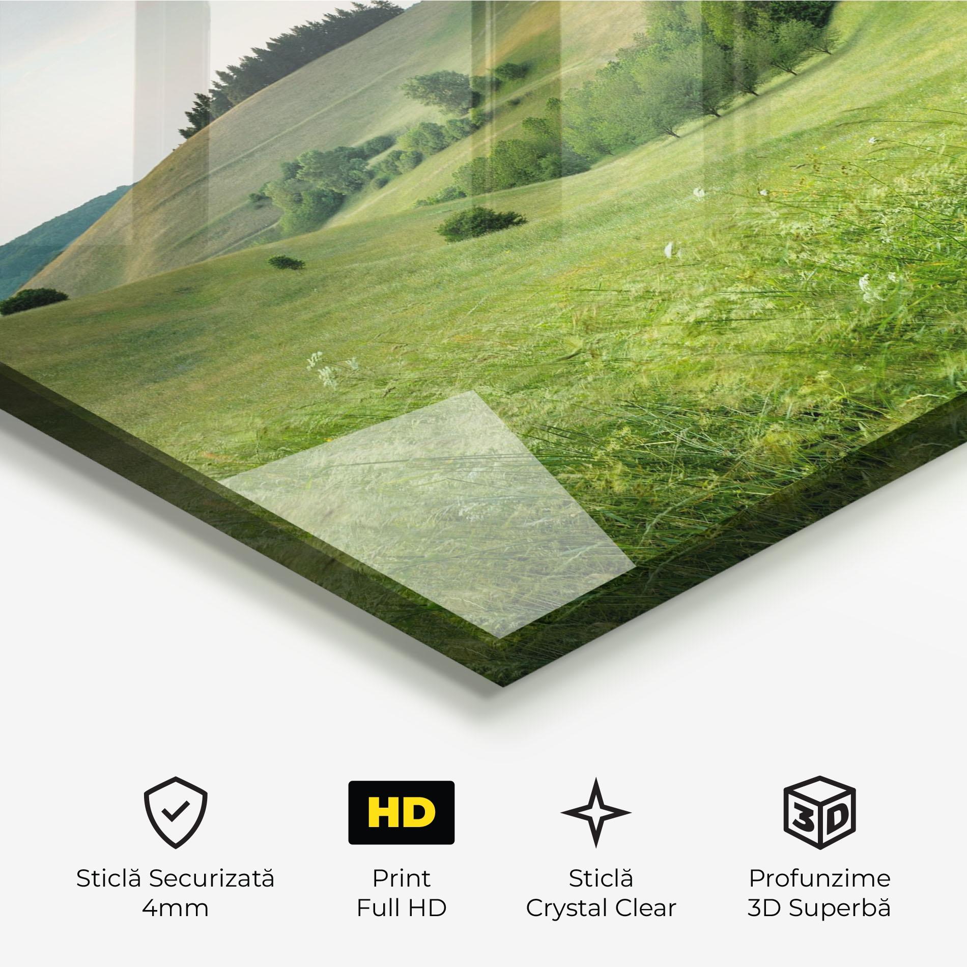 Tablou Sticla Green Field View mockup 3