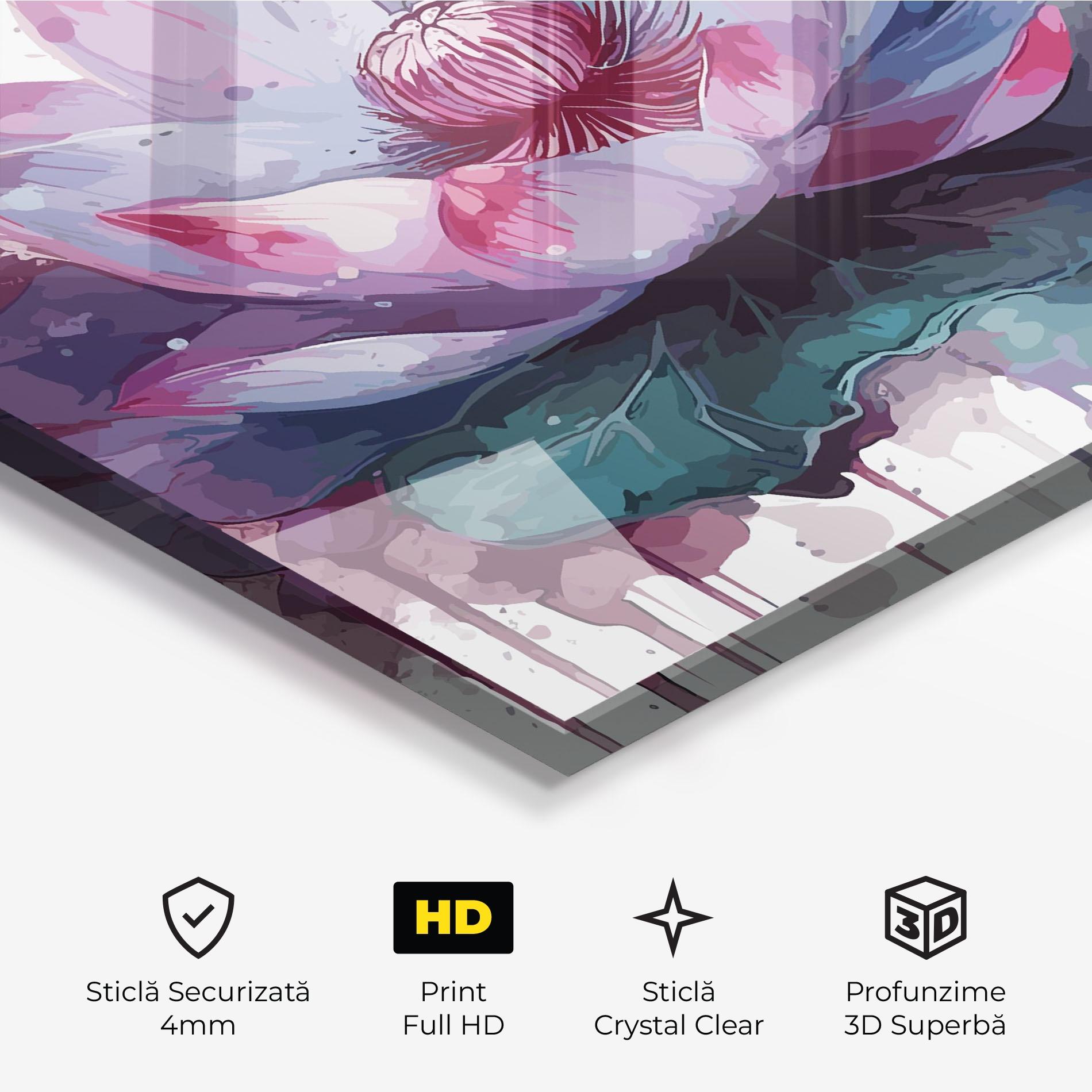 Tablou Sticla Green Purple Lotus mockup 3