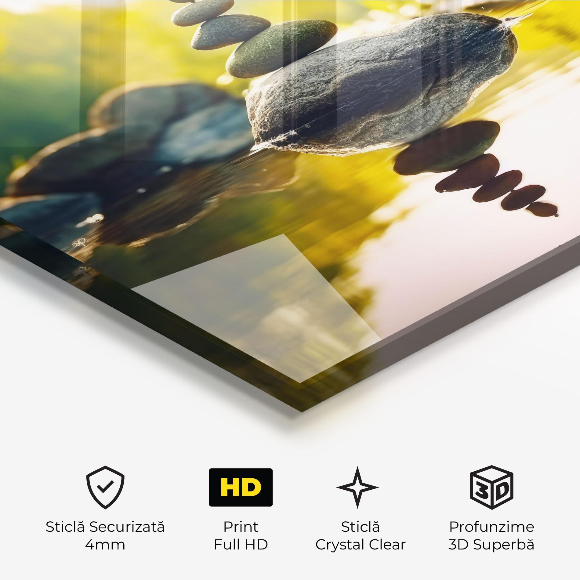 Tablou Sticla Lake Meditation Rocks mockup 3