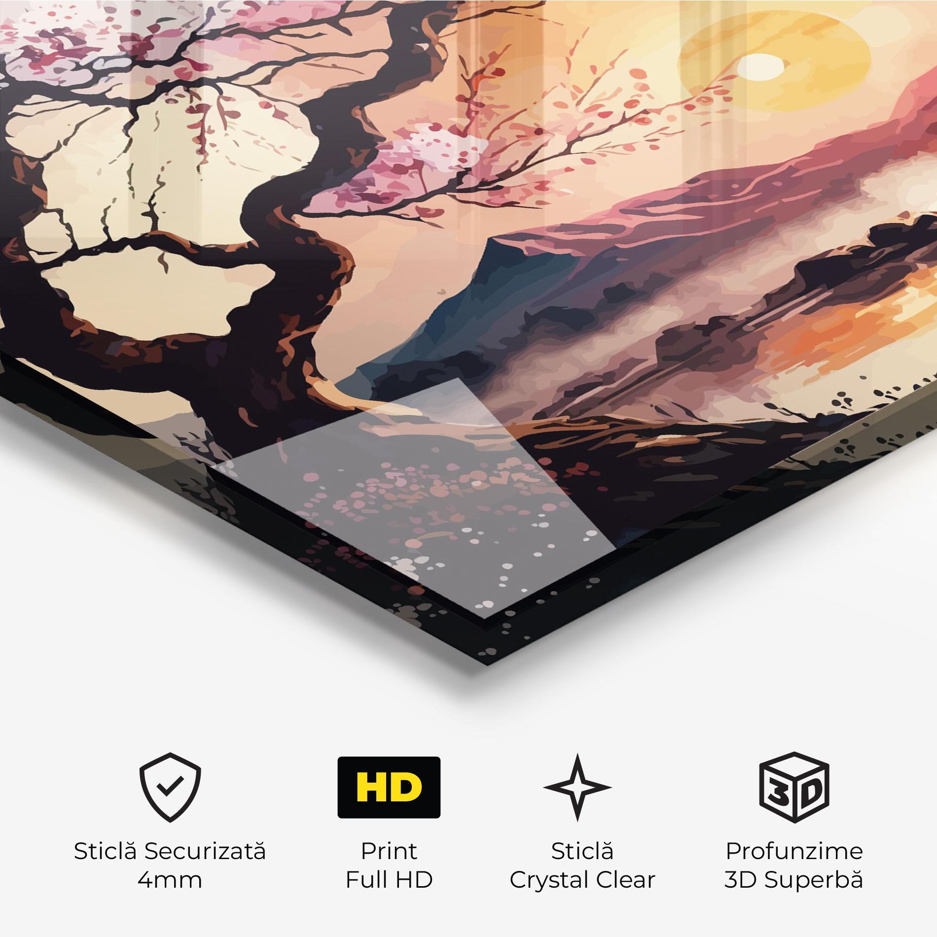 Tablou Sticla Pink Tree Nature mockup 3