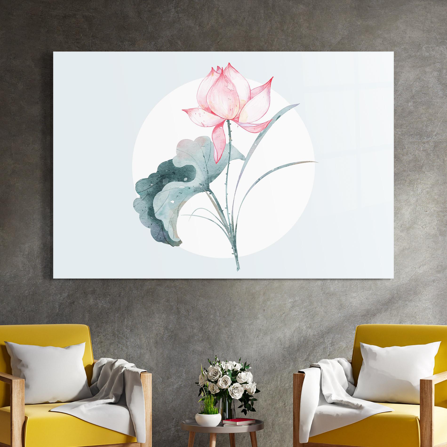 Tablou Sticla Blue Pastel Flower mockup 4