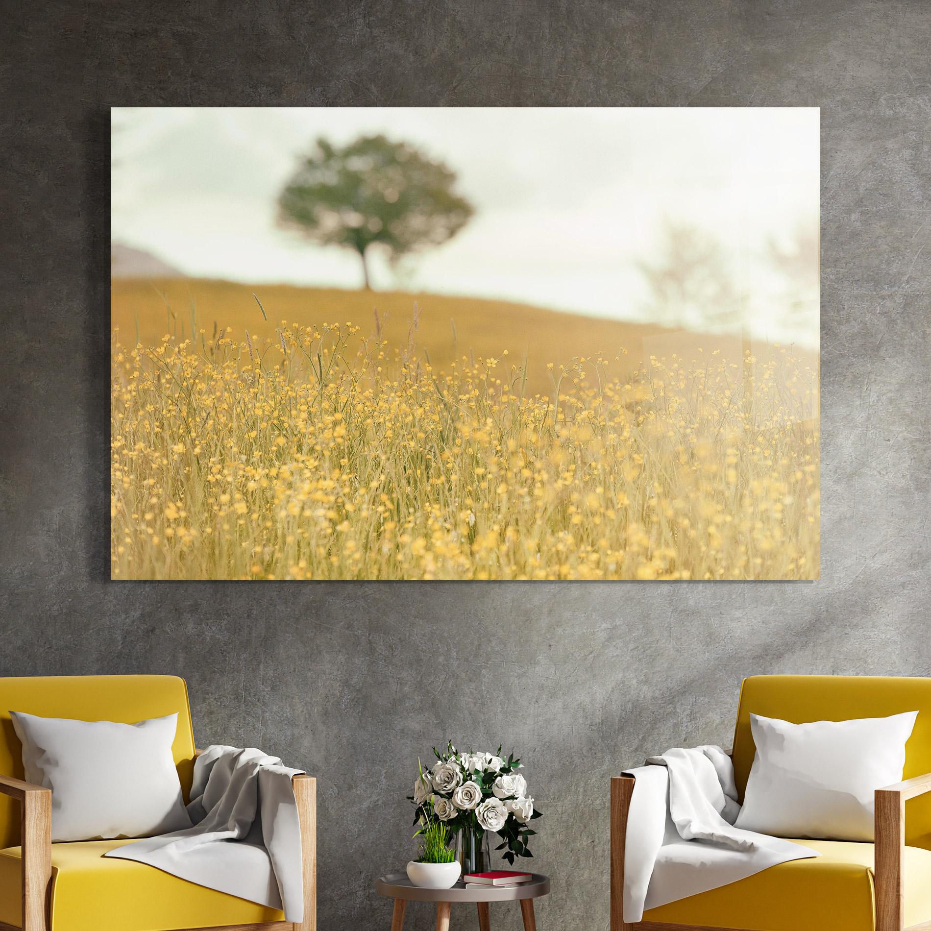 Tablou Sticla Cream Field Nature mockup 4