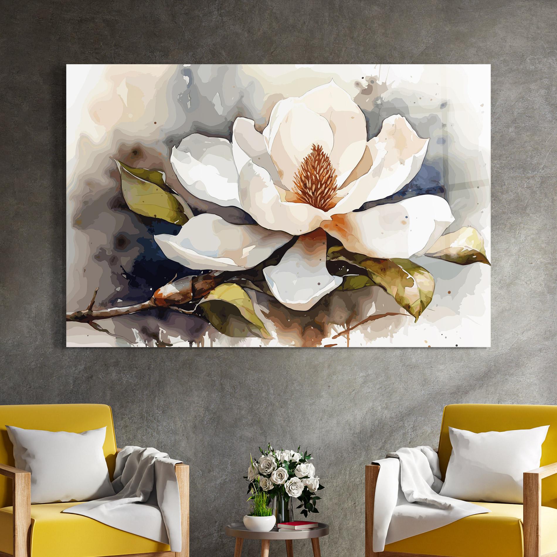 Tablou Sticla Cream Nature Flower mockup 4