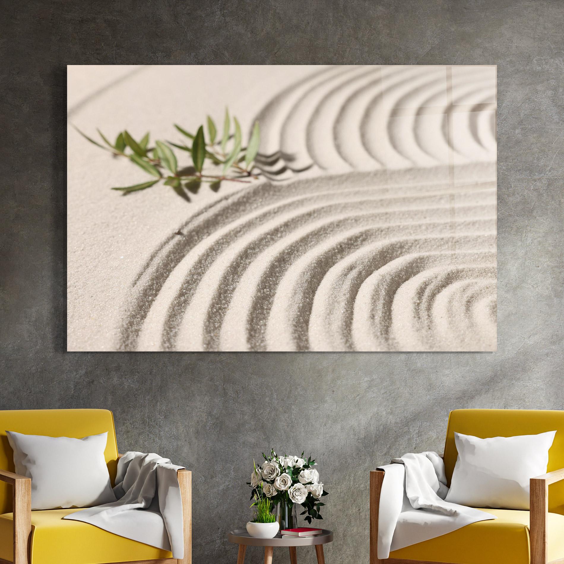 Tablou Sticla Cream Zen Garden mockup 4