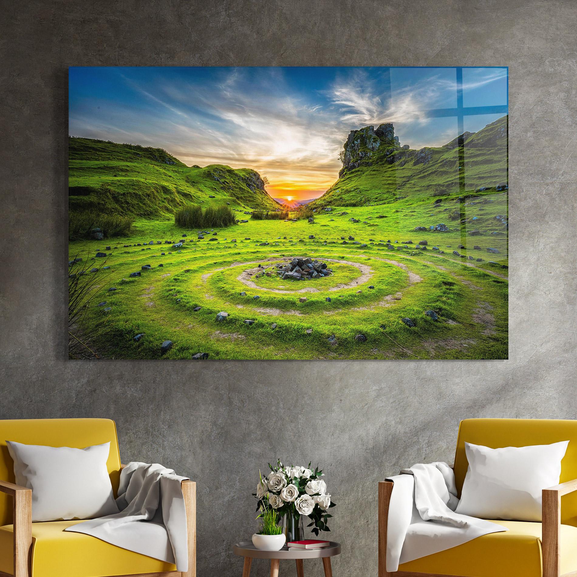 Tablou Sticla Green Circle Nature mockup 4