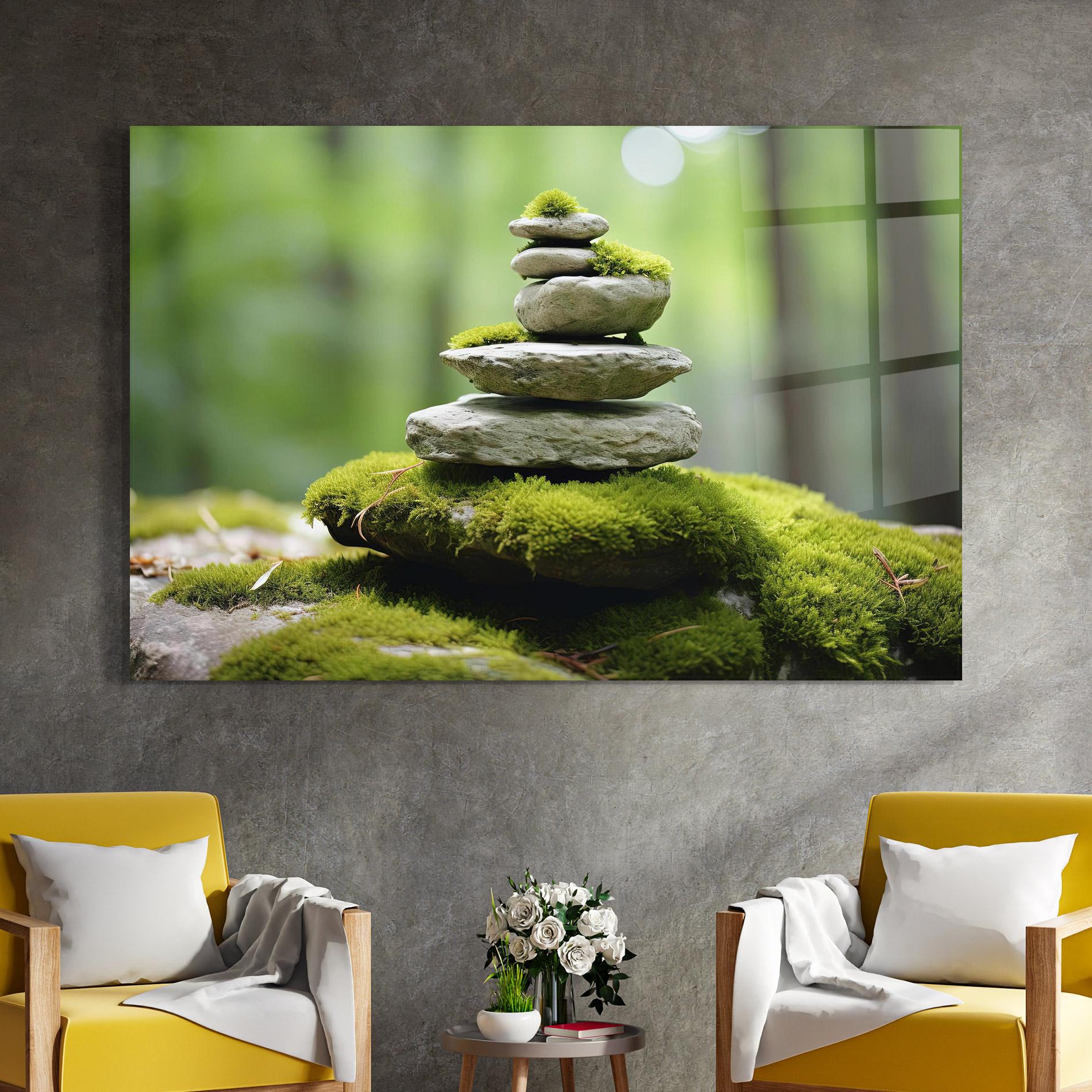 Tablou Sticla Pile Gray Rock mockup 4