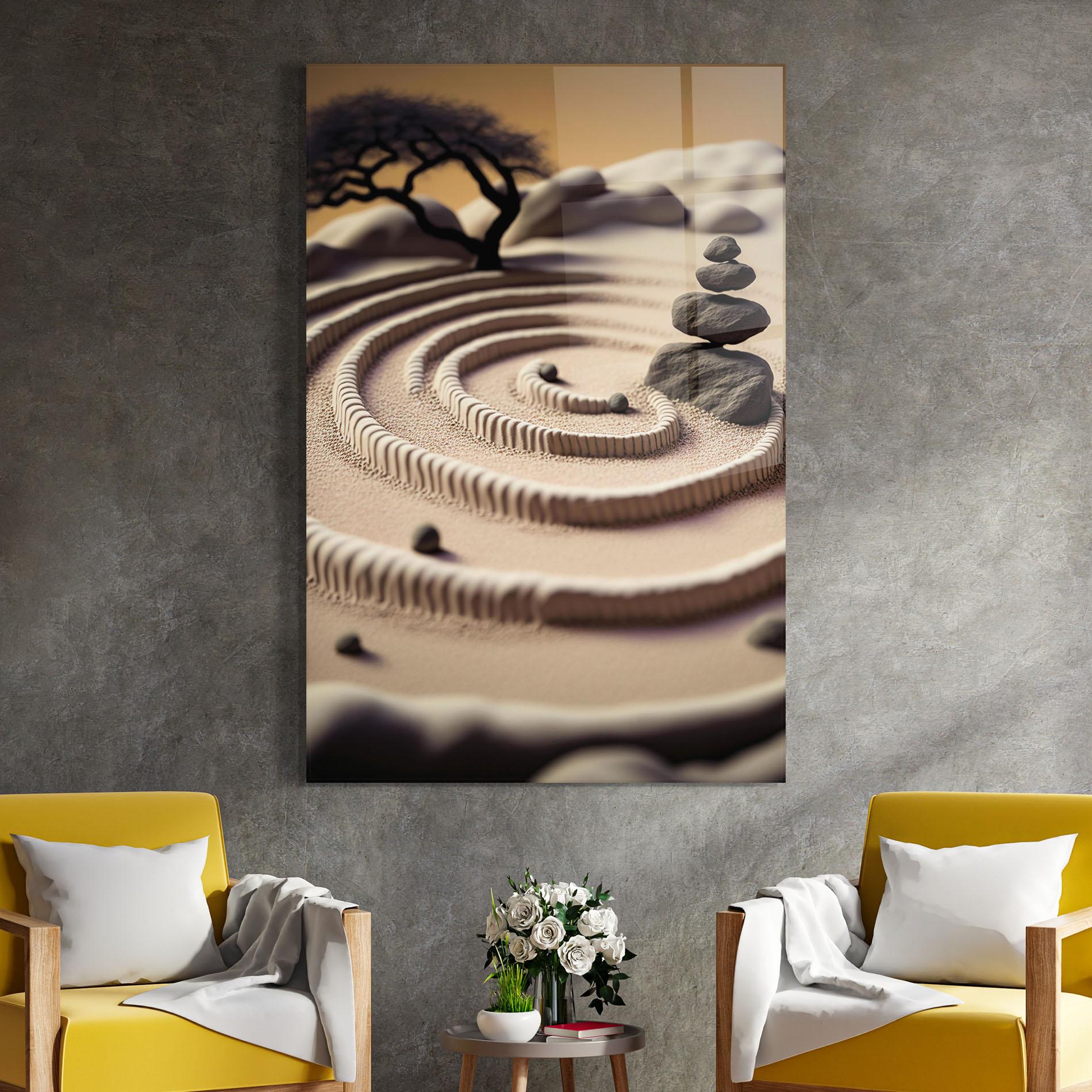 Tablou Sticla Japanese Zen Garden mockup 4