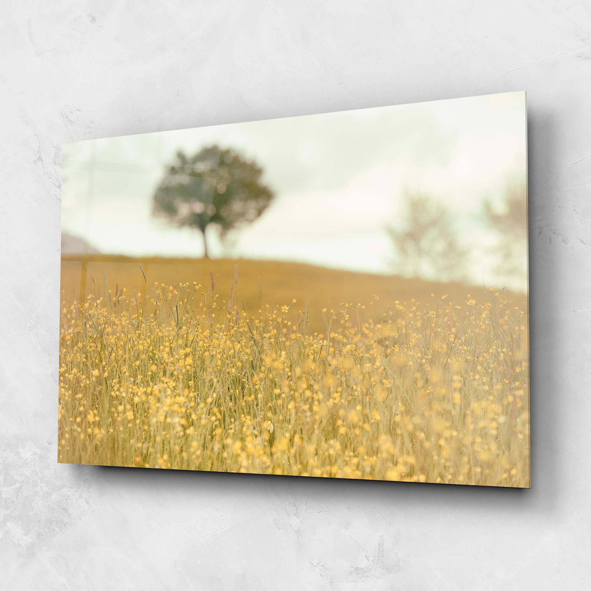 Tablou Sticla Cream Field Nature mockup 1