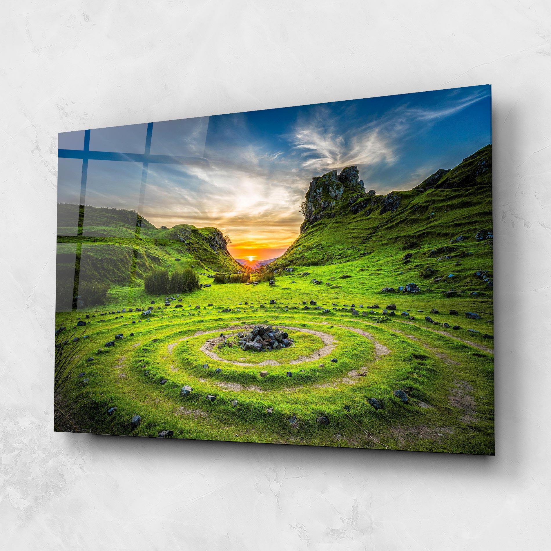 Tablou Sticla Green Circle Nature mockup 1