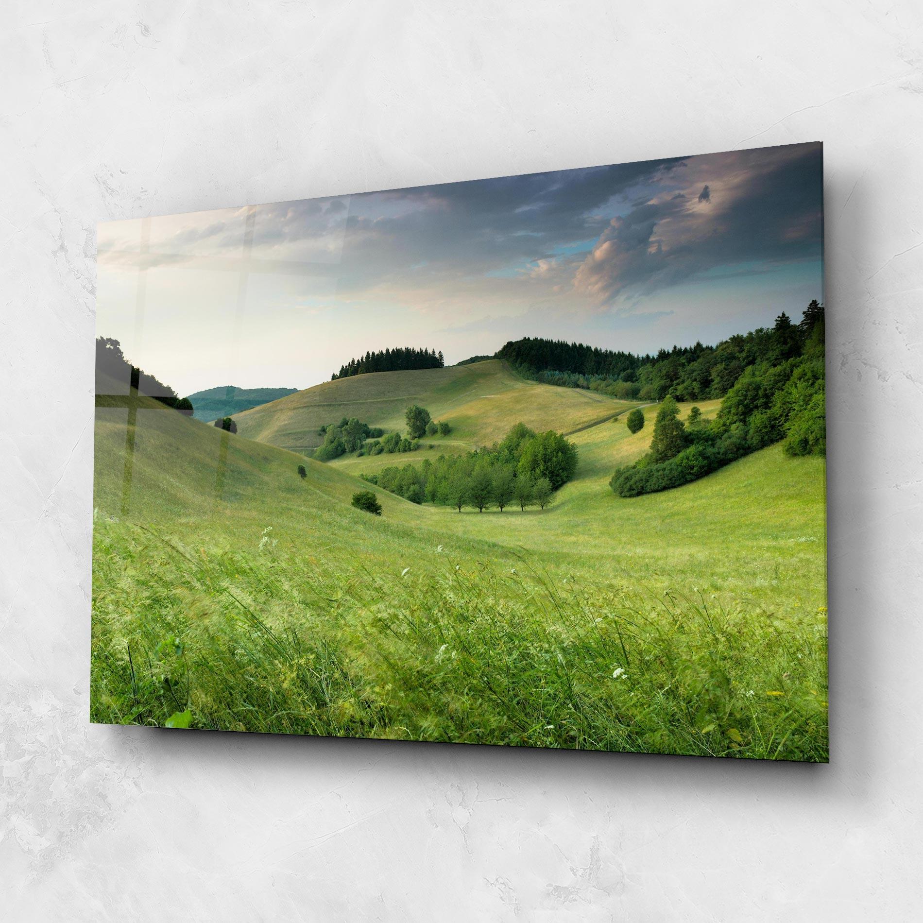 Tablou Sticla Green Field View mockup 1
