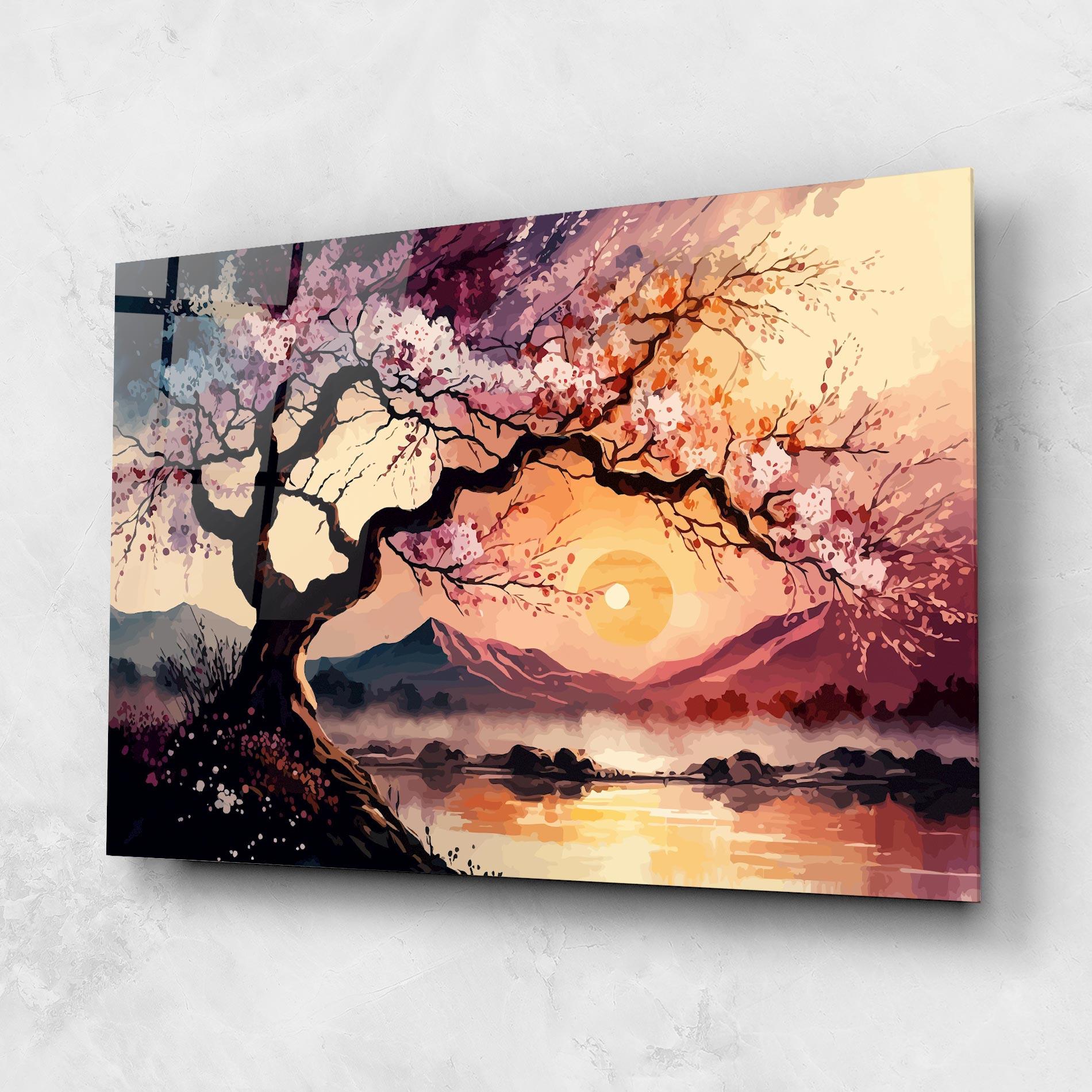 Tablou Sticla Pink Tree Nature mockup 1